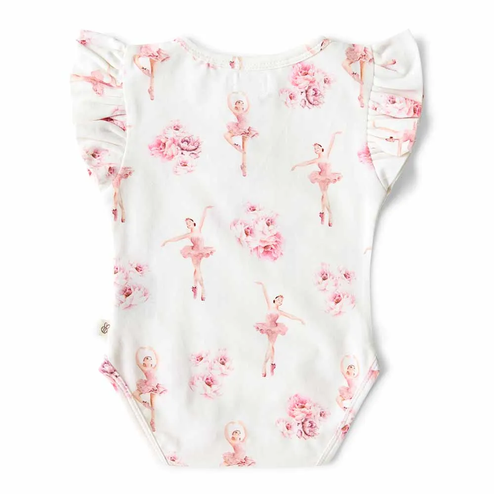 Ballerina Short Sleeve Organic Bodysuit with Frill