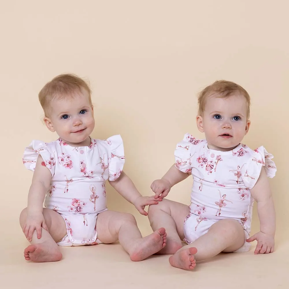 Ballerina Short Sleeve Organic Bodysuit with Frill