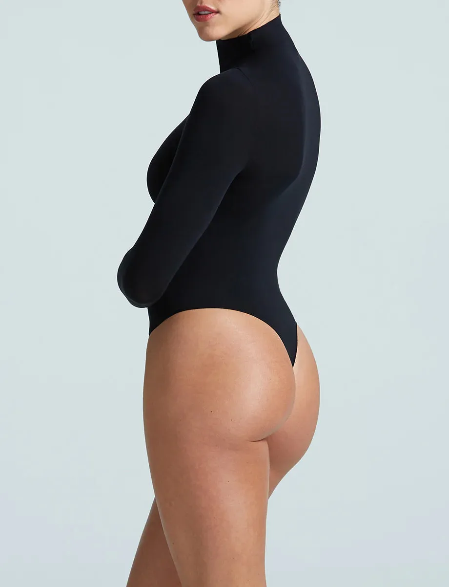 Ballet Long Sleeve Mockneck Bodysuit in Black