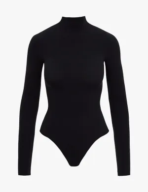 Ballet Long Sleeve Mockneck Bodysuit in Black