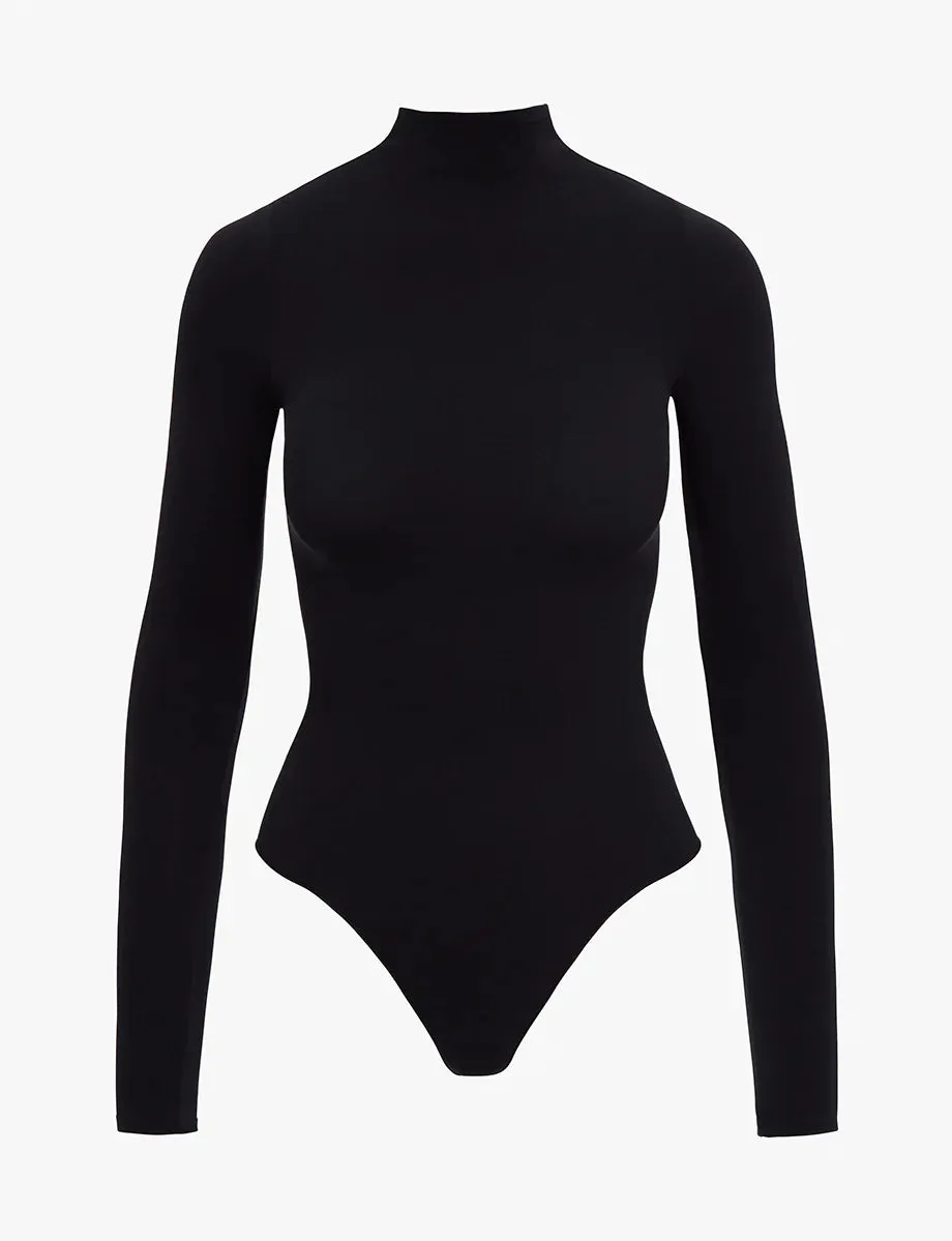 Ballet Long Sleeve Mockneck Bodysuit in Black