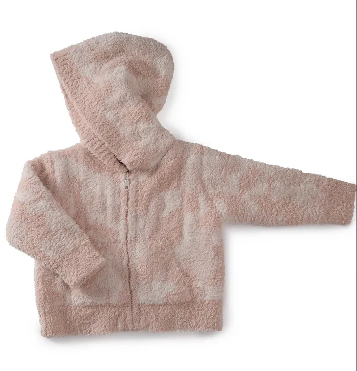 Barefoot Dreams - Cozychic Baby Camo Zip Up Hoodie in Dusty Rose Multi