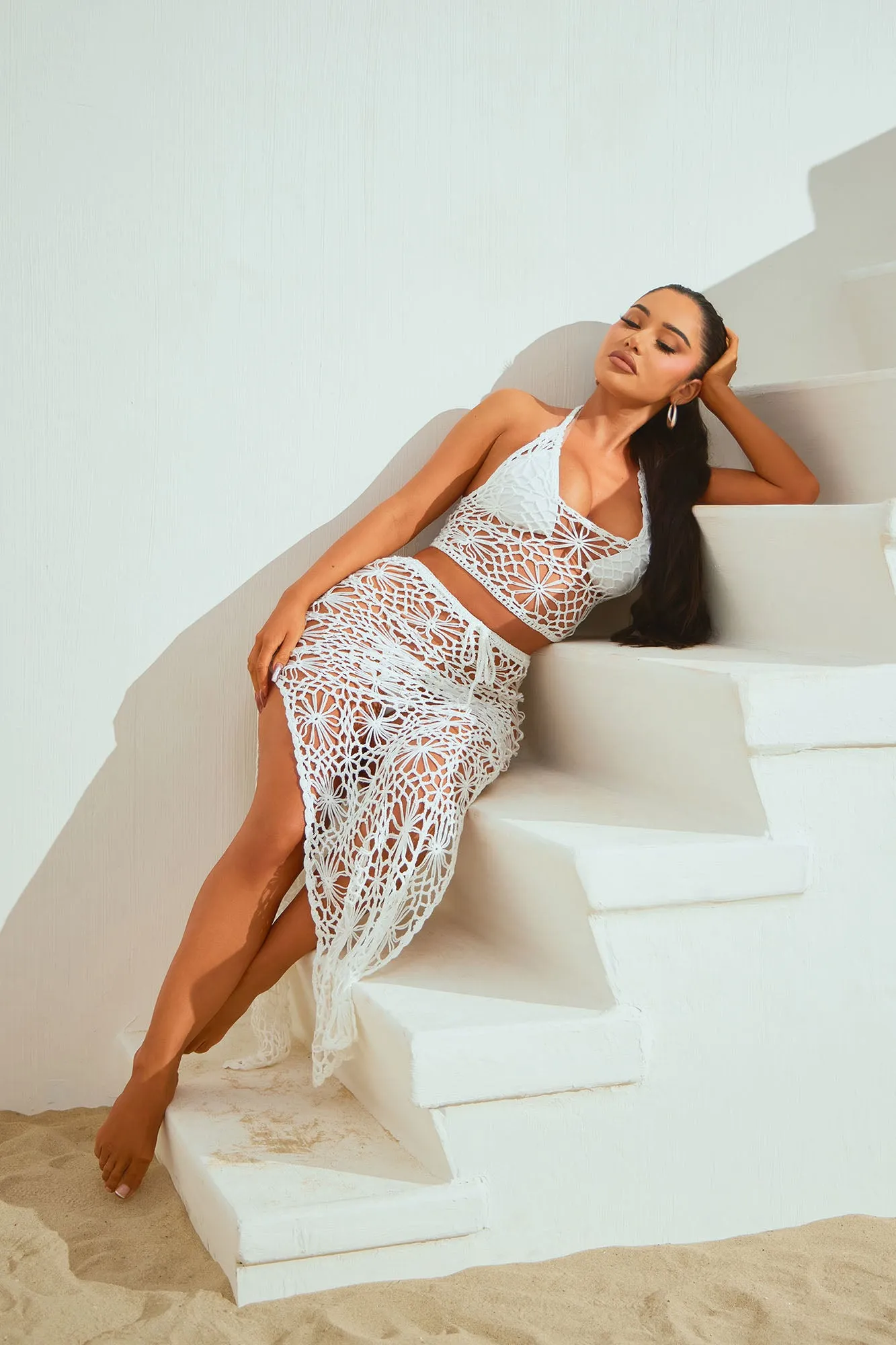 Beachside Cabana 2 Piece Cover Up Skirt Set - White