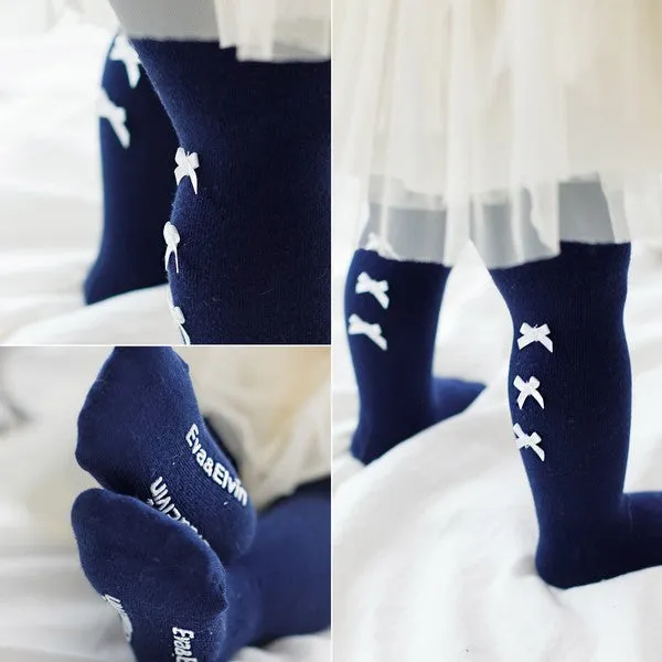 Bella Ribbon Tights (Navy/Ivory)