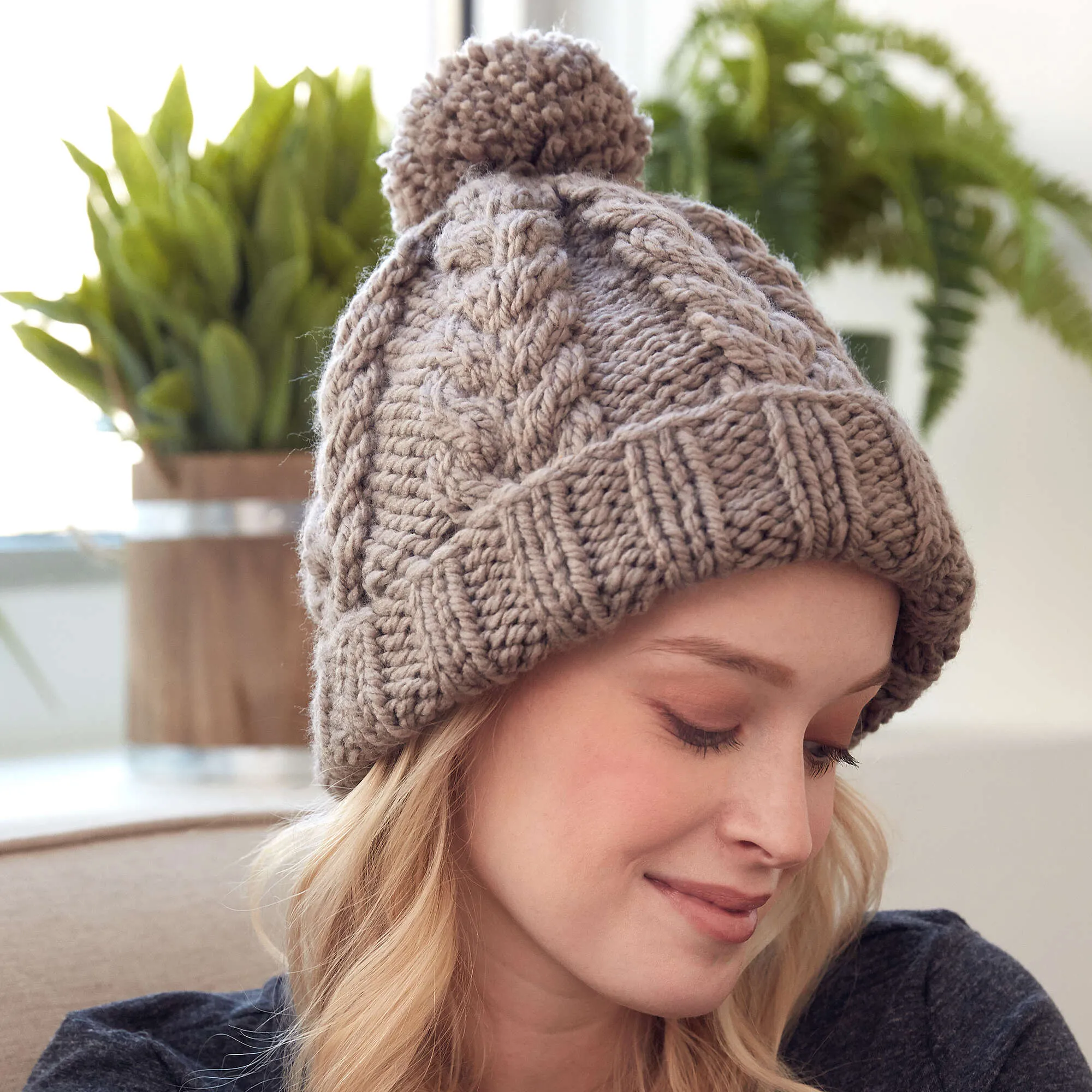 Bernat Cozy Cable Knit Hat