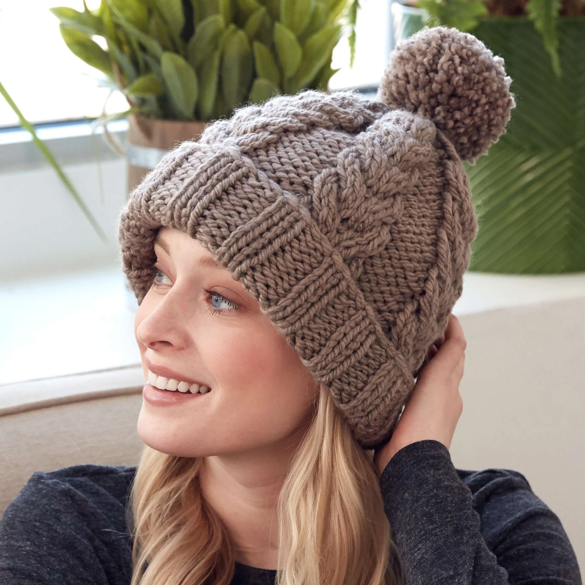 Bernat Cozy Cable Knit Hat