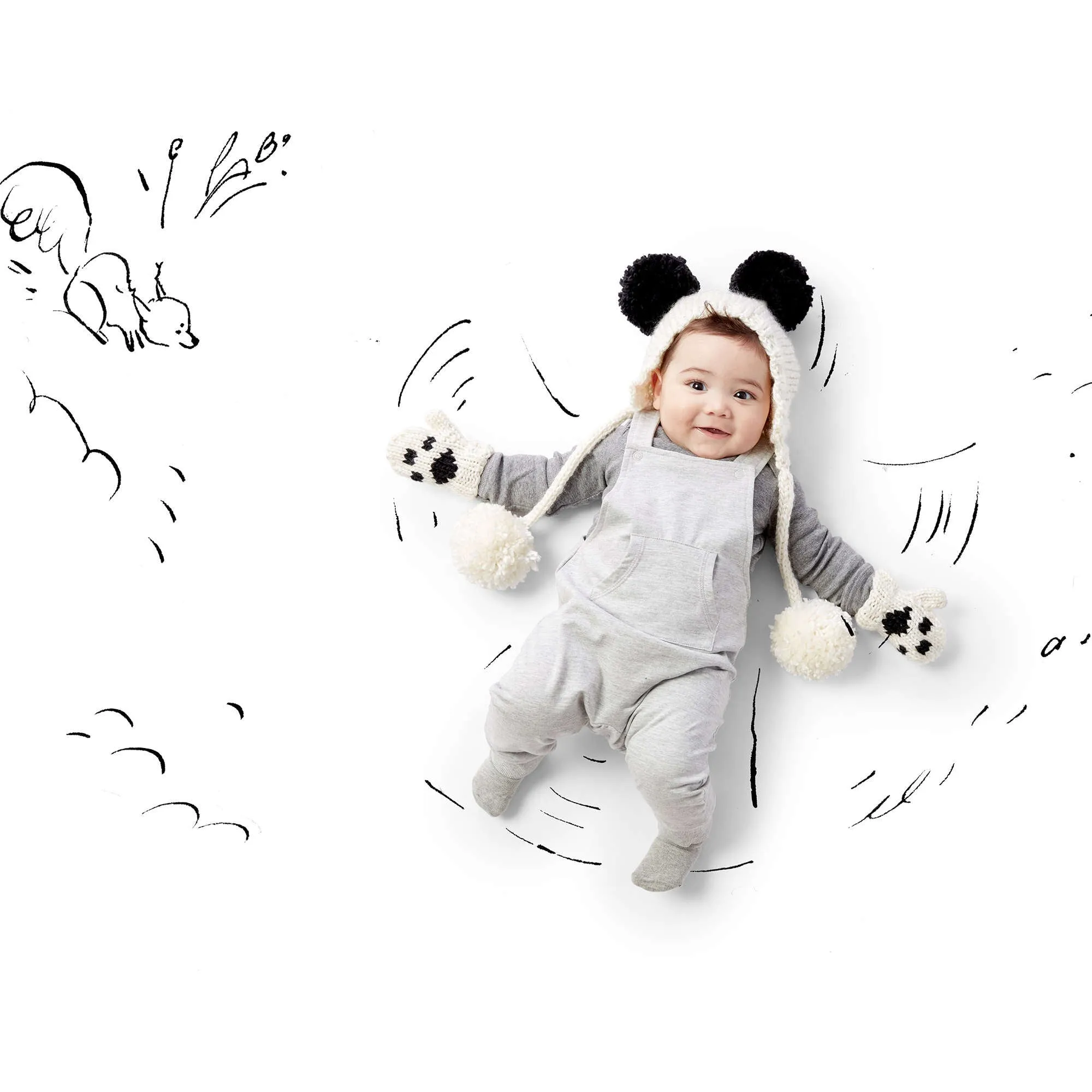 Bernat Knit Panda-monium Hat & Mitts