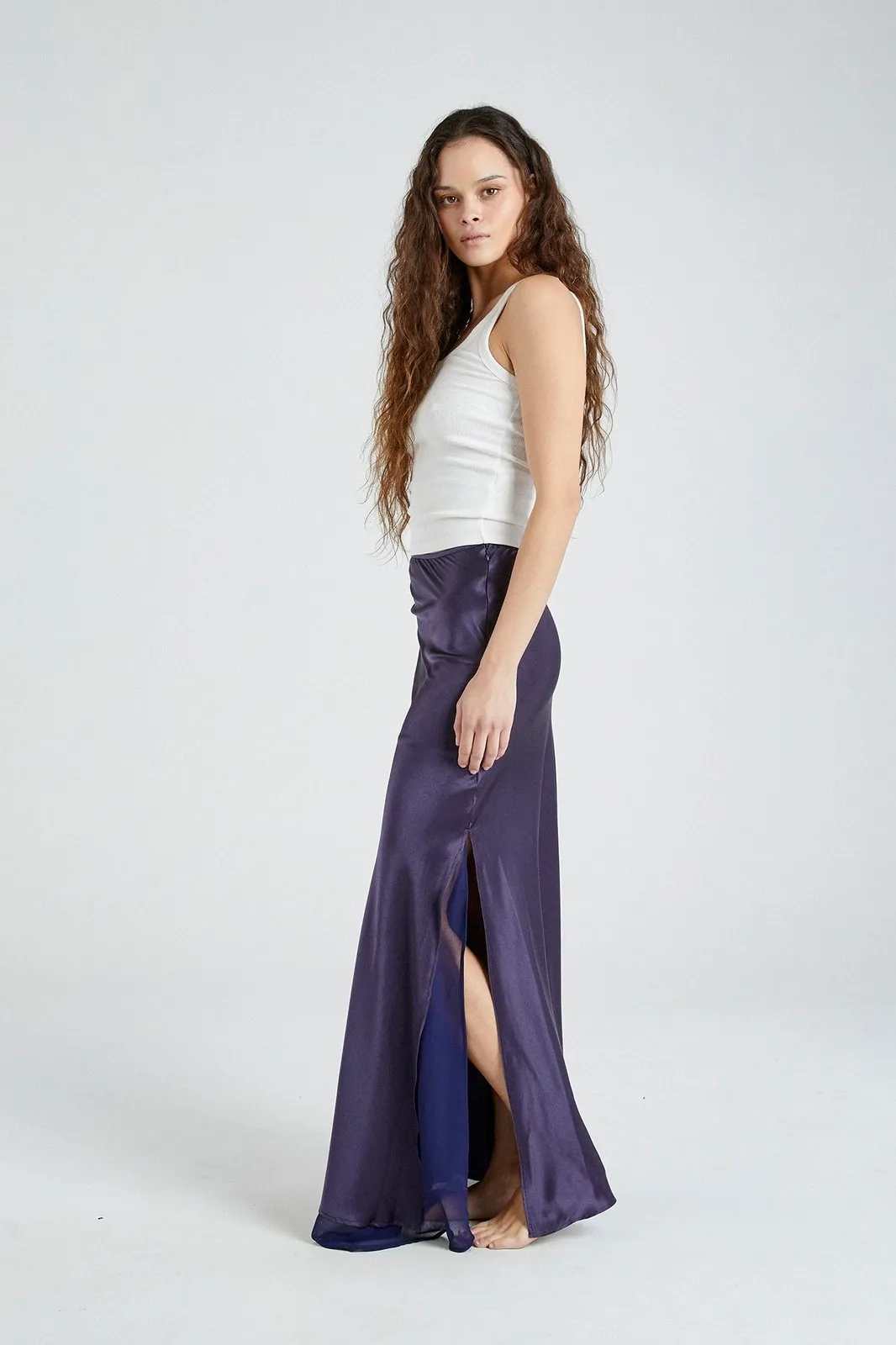   Beryll Helena Silk Skirt | Midnight Blue
