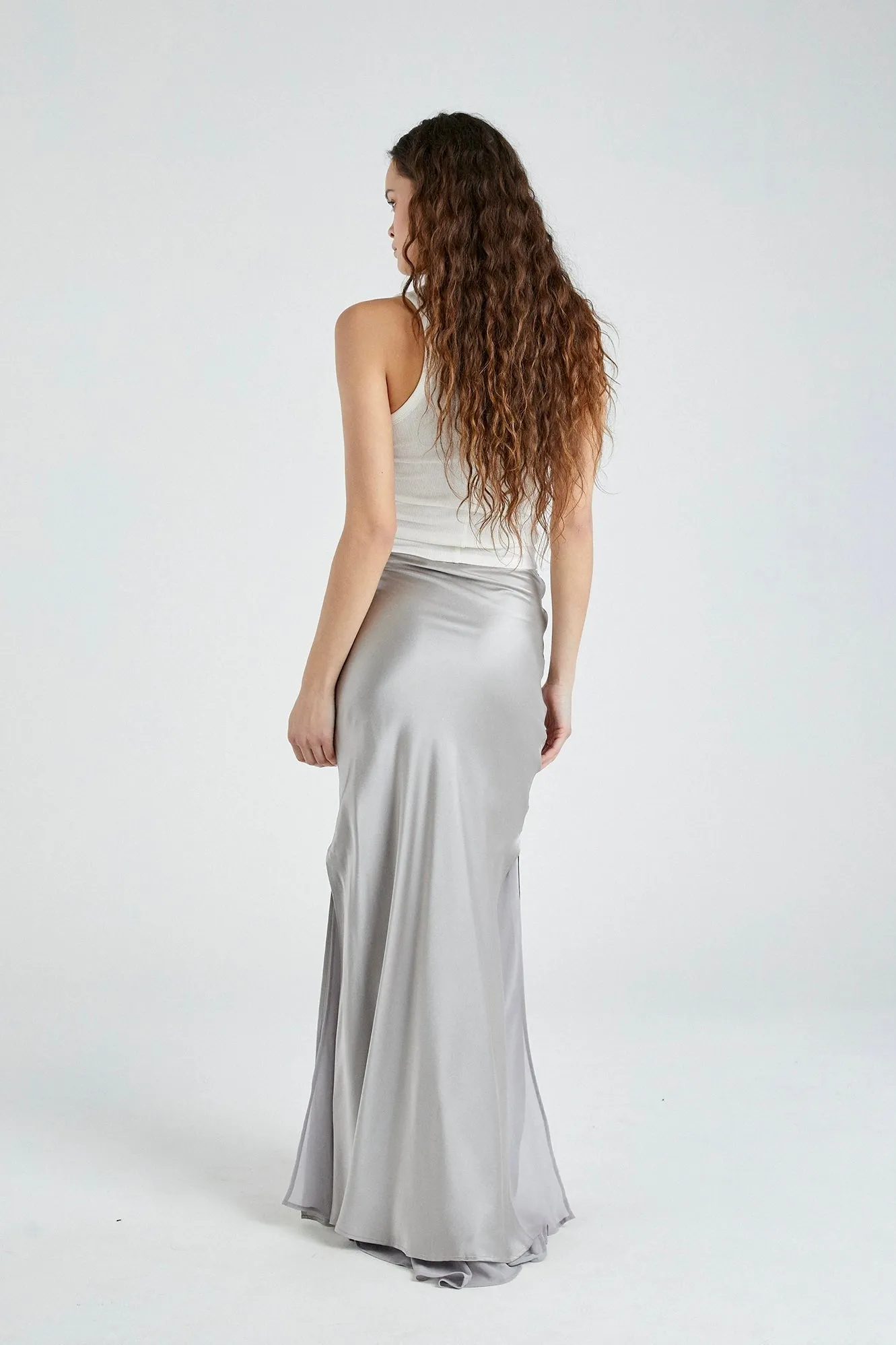   Beryll Helena Silk Skirt | Silver