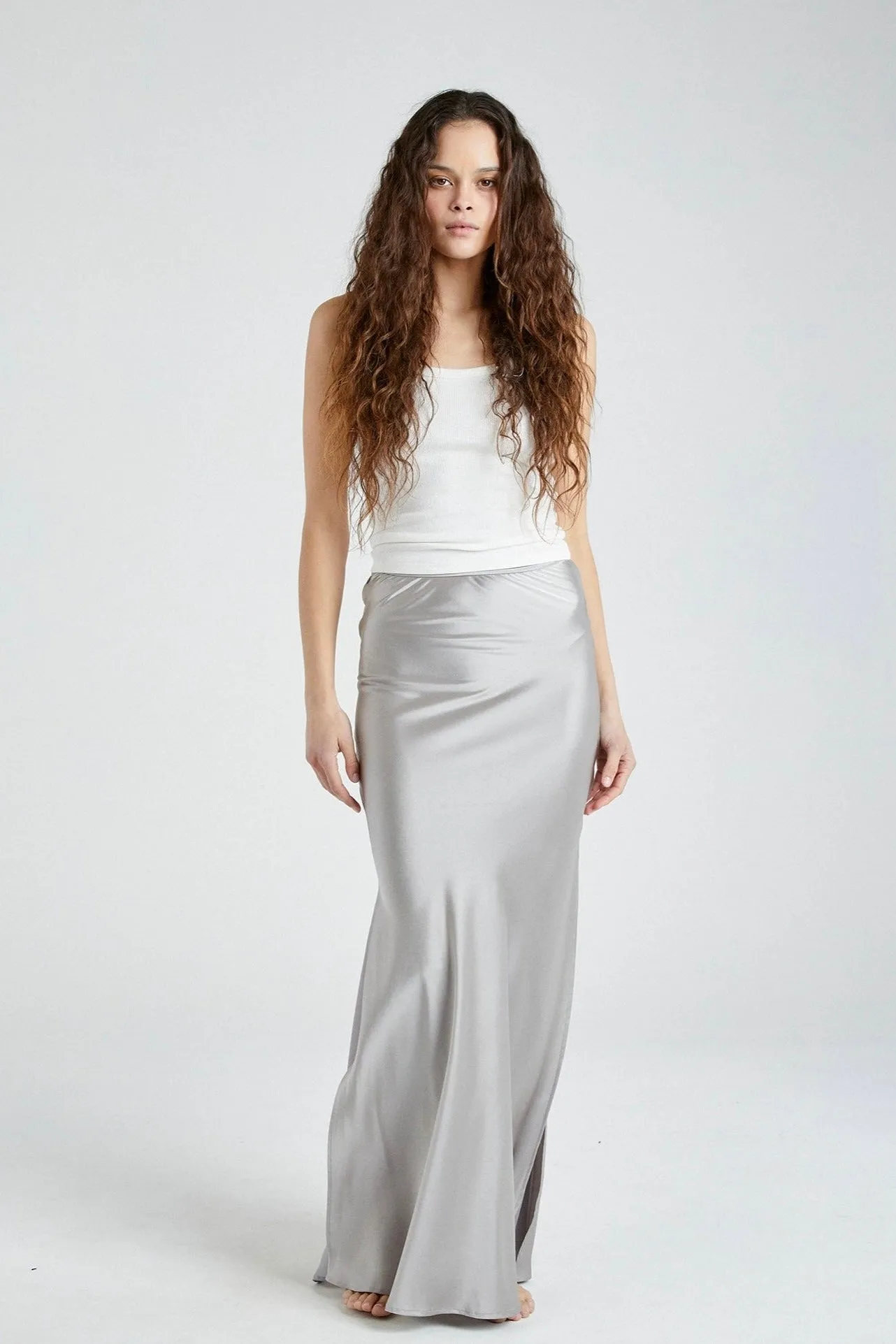   Beryll Helena Silk Skirt | Silver