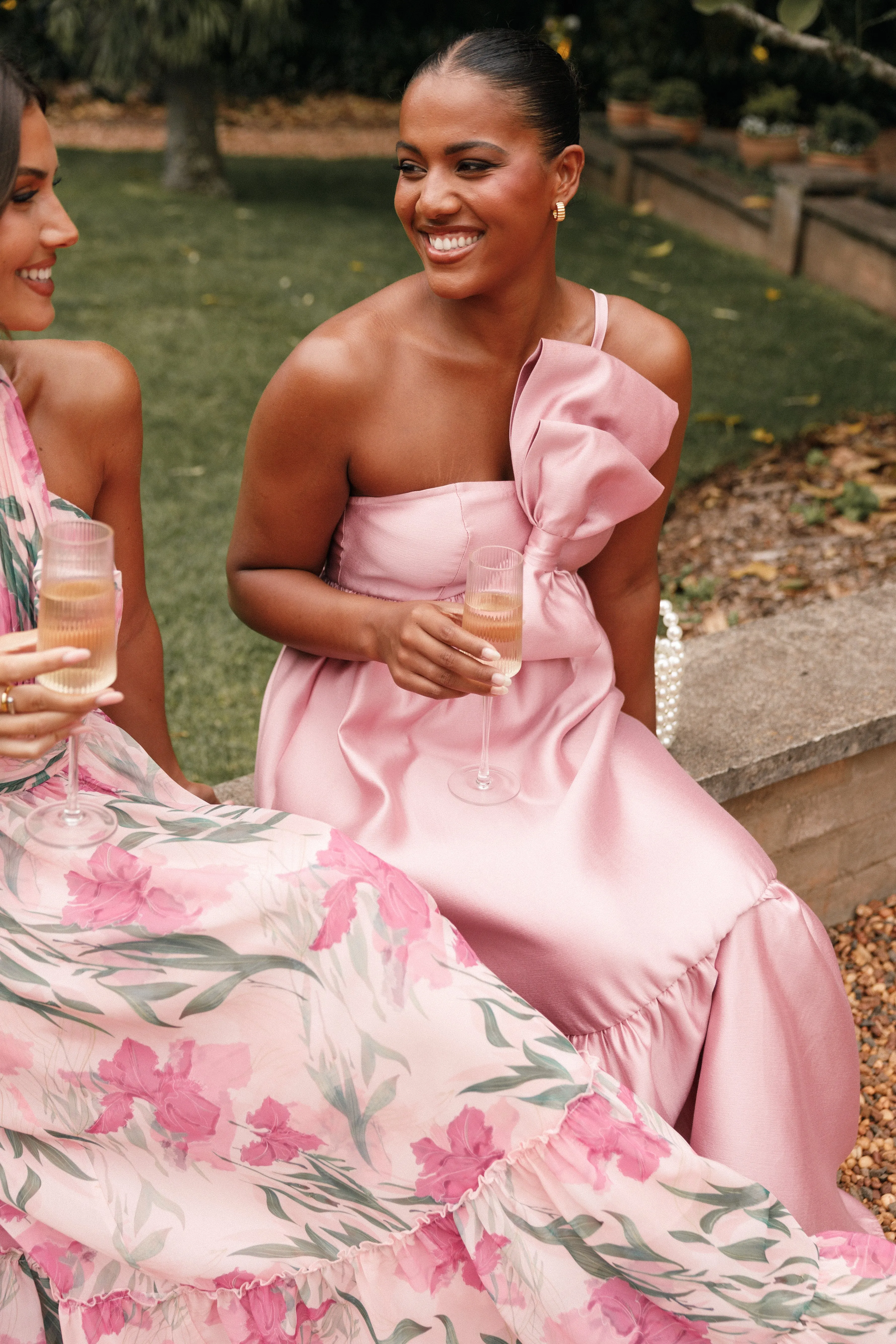 Betina Bow Front Maxi Dress - Dusty Rose
