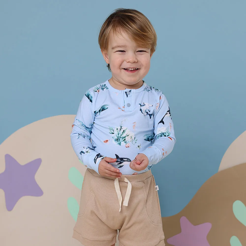 Blue Ocean Long Sleeve Organic Bodysuit