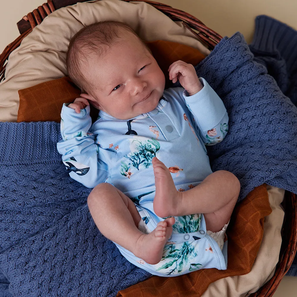 Blue Ocean Long Sleeve Organic Bodysuit