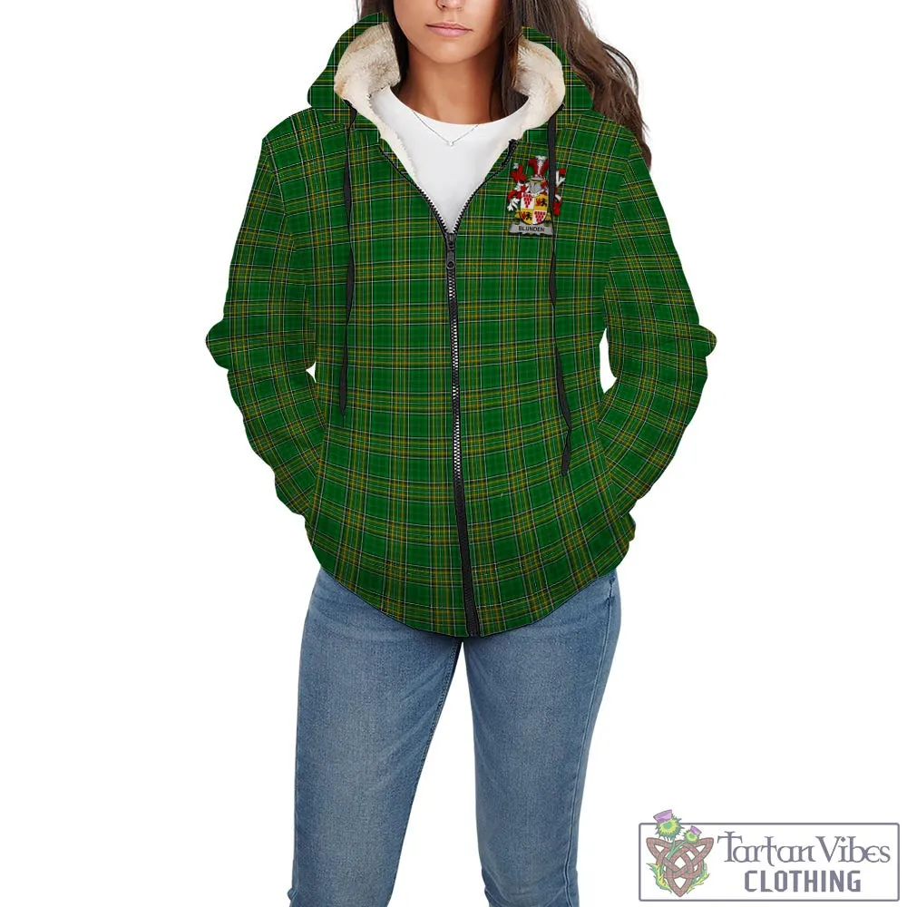 Blunden Irish Clan Tartan Sherpa Hoodie with Coat of Arms