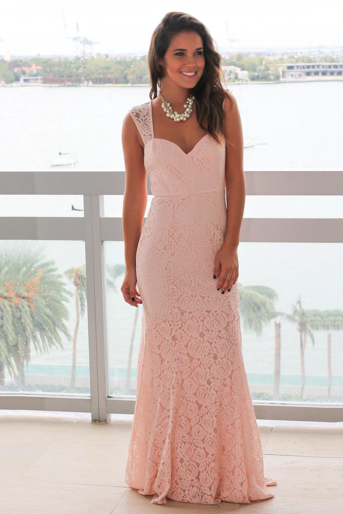 Blush Lace Maxi Dress