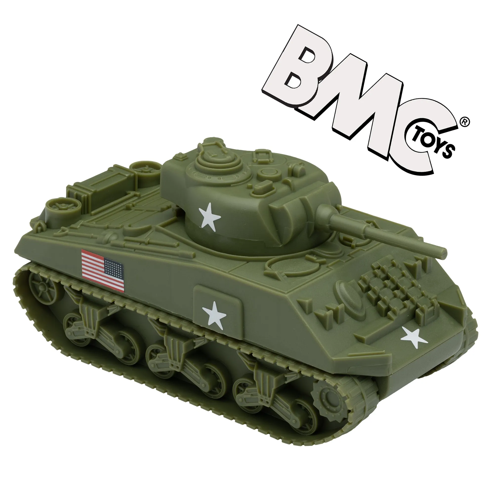 BMC WW2 Sherman M4 Tank - OD Green 1:32 Military Vehicle for Plastic Army Men