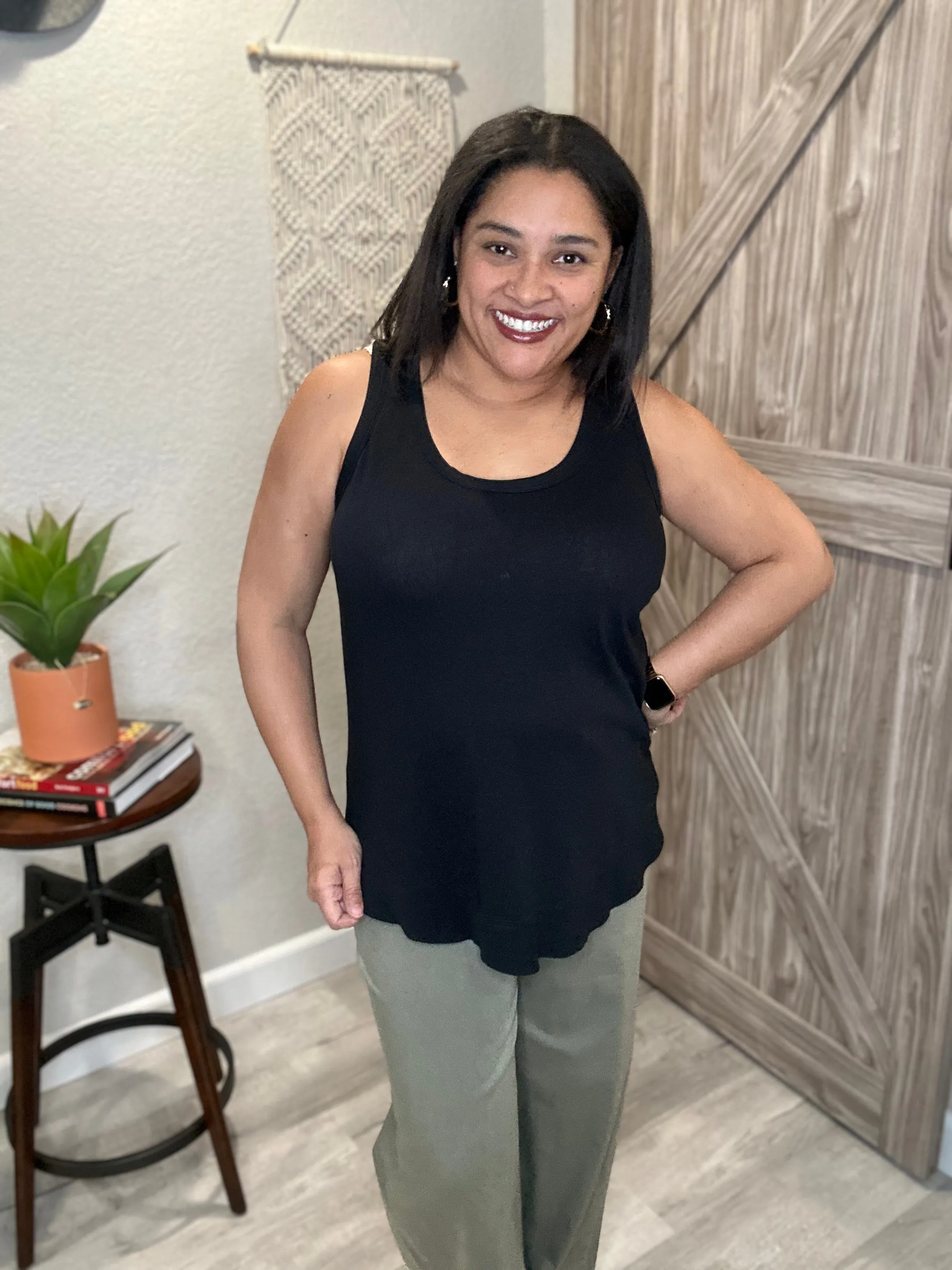 Bobi Ribbed Curved Hem Tank Top
