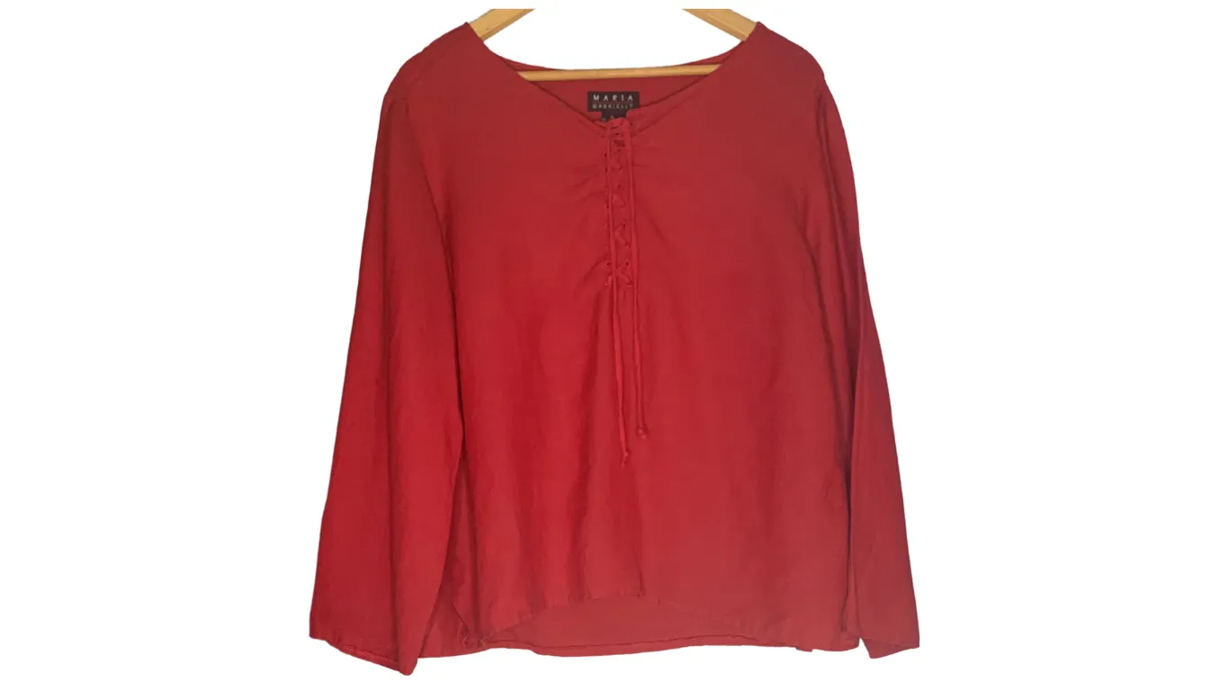 Brick Red Boho Top and Skirt Set, XL
