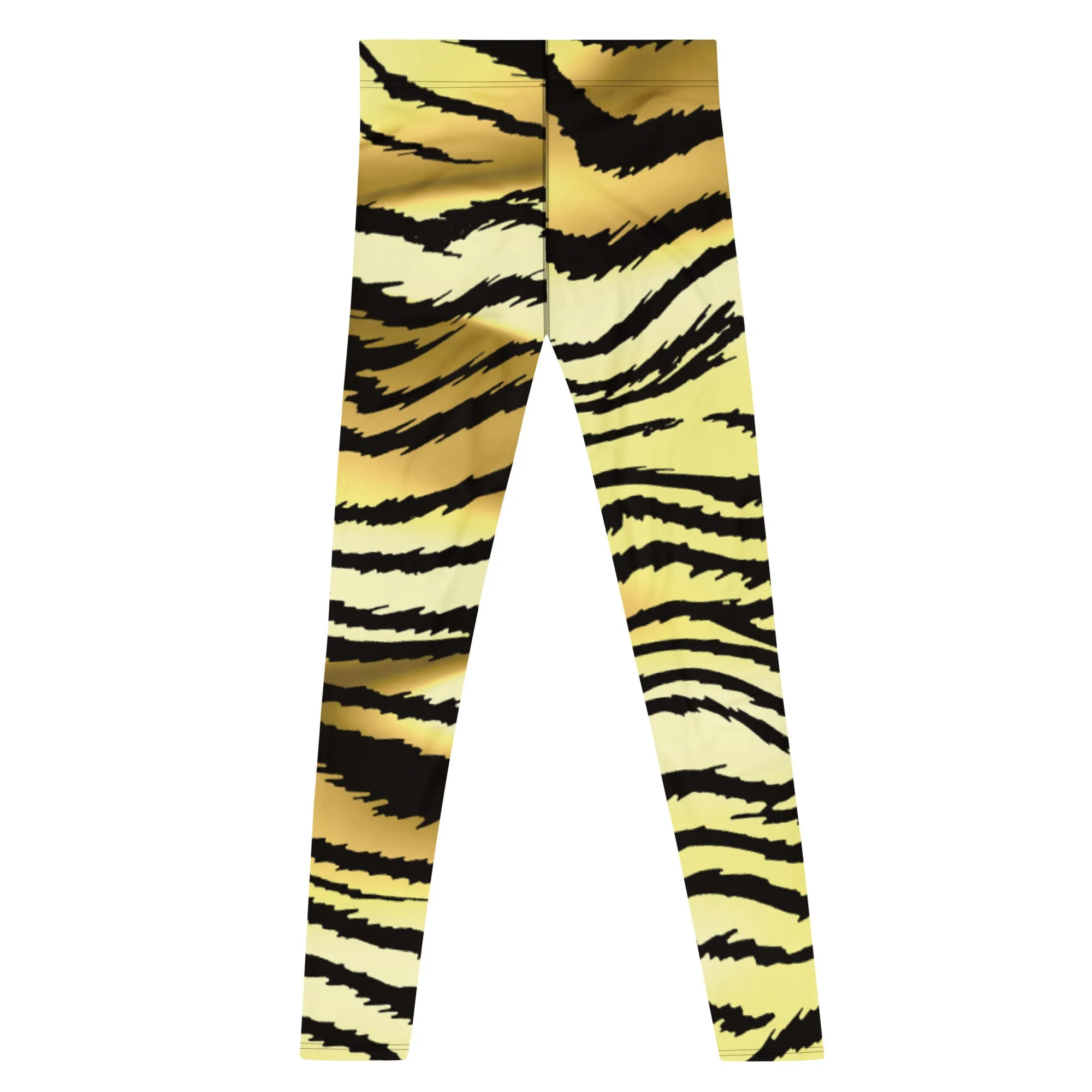 Brown Tiger Striped Men's Leggings, Classic Brown Tiger Leggings, Brown Tiger Pants For Men - Made in USA/EU/MX