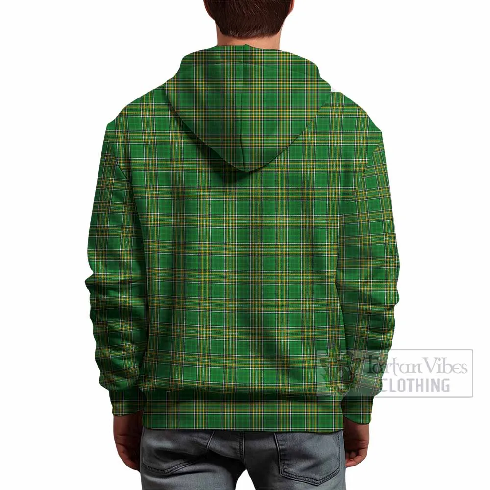 Burroughs Irish Clan Tartan Hoodie with Coat of Arms