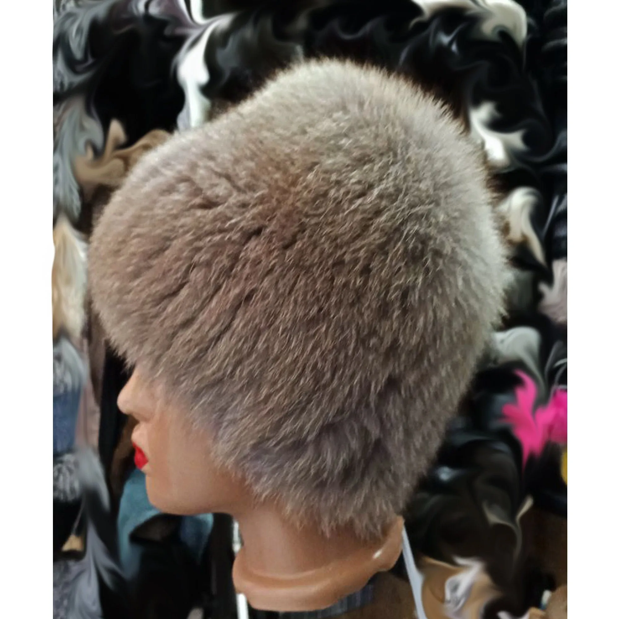 BY ORDER Women Fox Fur Hat, Fur Hat, Stretchy Fur hat, Knit Fur Hat, Fox Fur Hat, Girl Fur Hat, Trapper Hat, Real fur Hat, Fluffy hat Beige