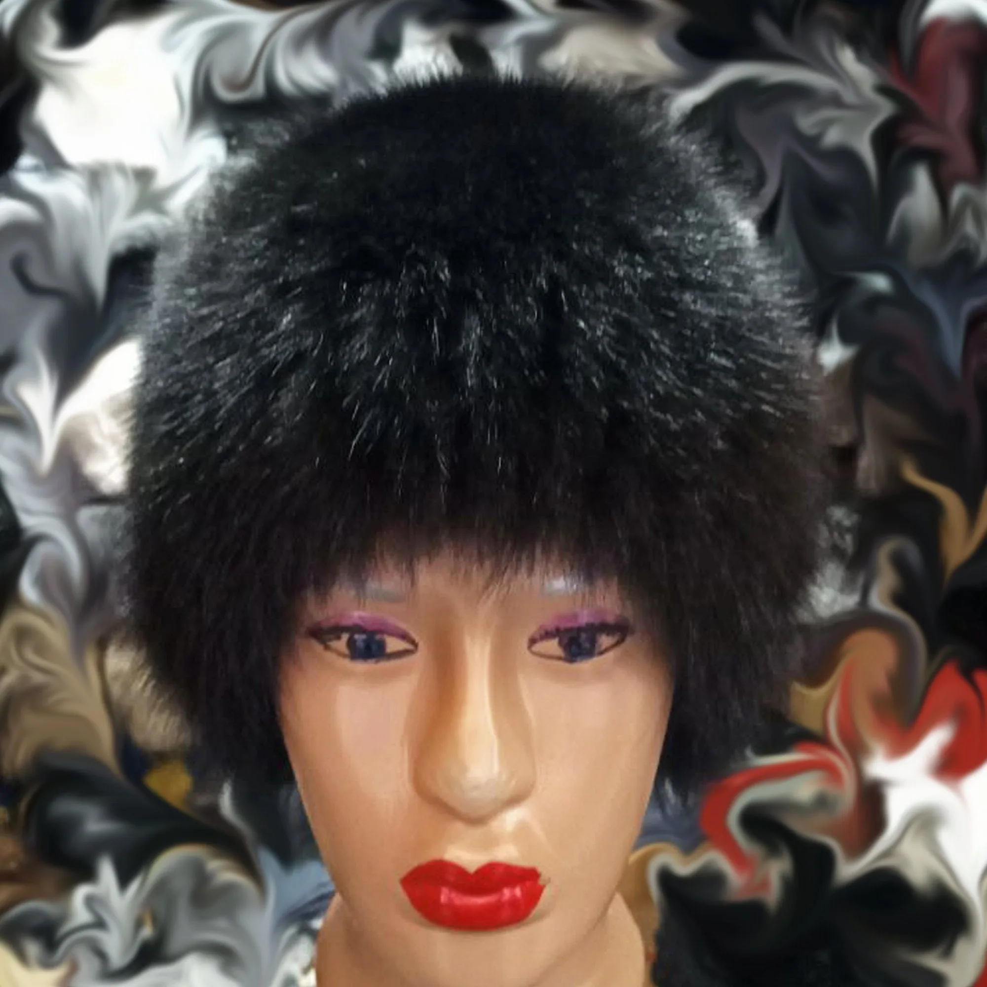 BY ORDER Women Fox Fur Hat, Fur Hat, Stretchy Fur hat, Knit Fur Hat, Fox Fur Hat, Girl Fur Hat, Trapper Hat, Real fur Hat, Fluffy hat Black
