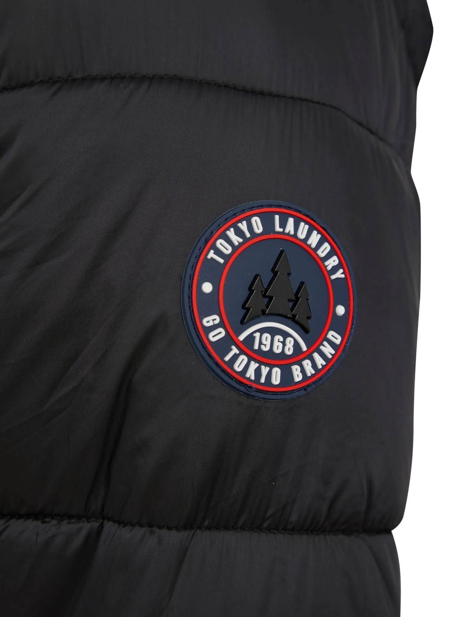 Cachora Quilted Puffer Jacket with Hood in Jet Black - Tokyo Laundry Active Tech