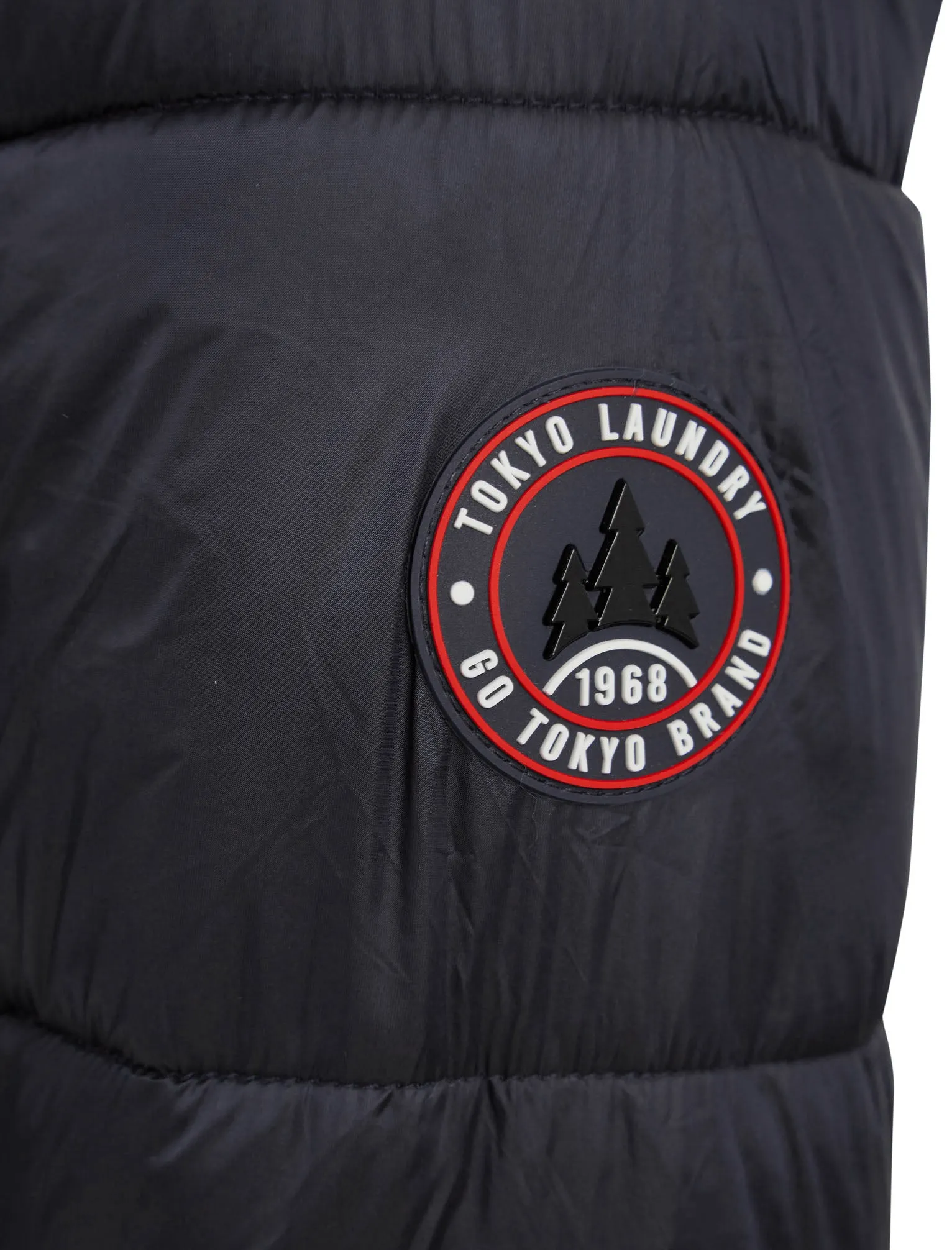 Cachora Quilted Puffer Jacket with Hood in Sky Captain Navy - Tokyo Laundry Active Tech