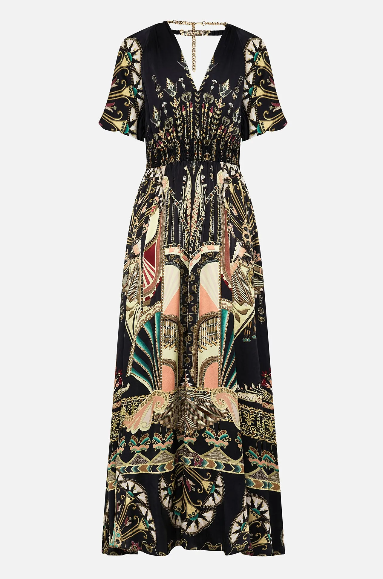 Camilla - They Call Her Nefertari Neck Piece Shirred Waist Long Dress