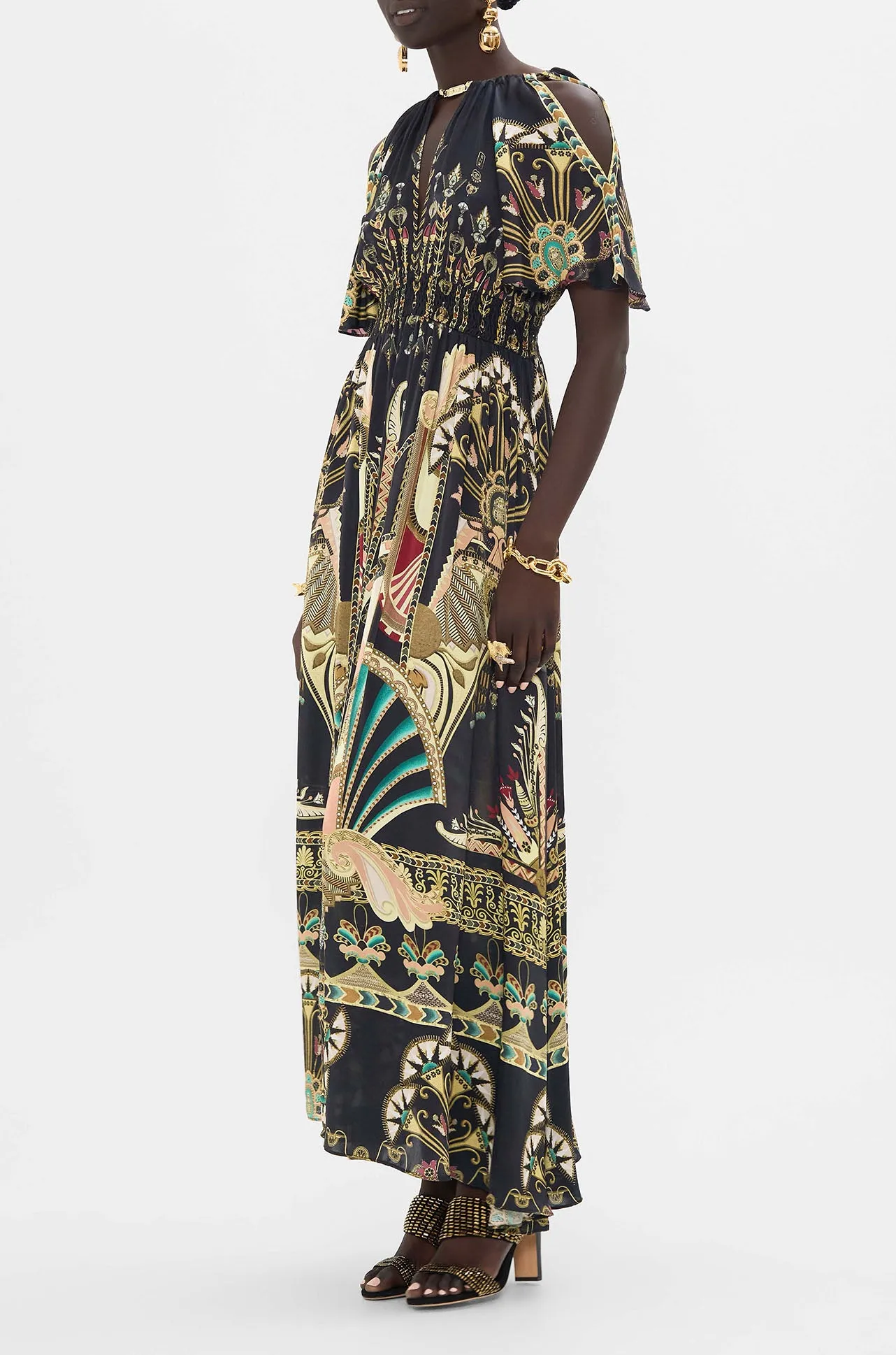 Camilla - They Call Her Nefertari Neck Piece Shirred Waist Long Dress