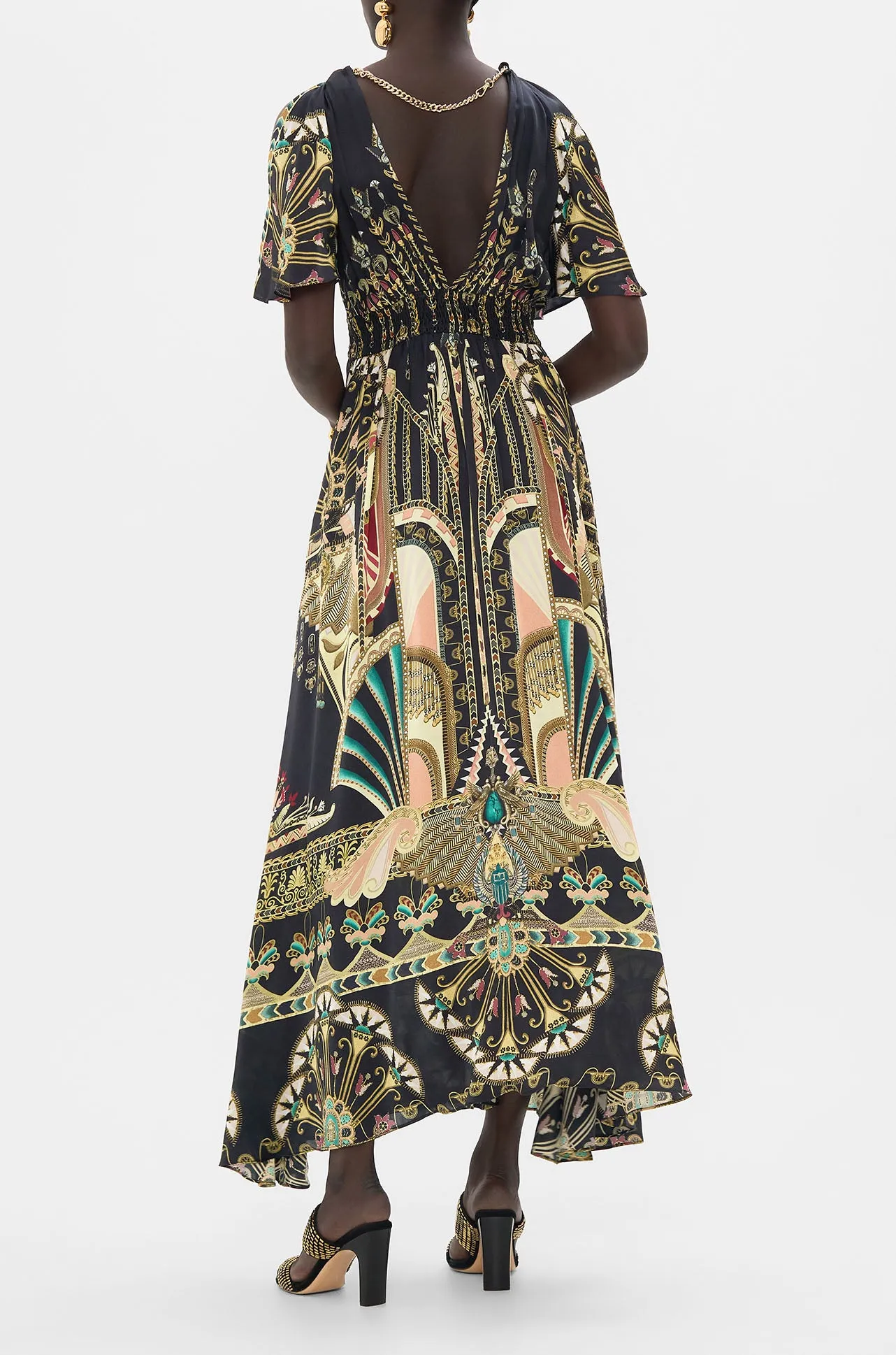 Camilla - They Call Her Nefertari Neck Piece Shirred Waist Long Dress