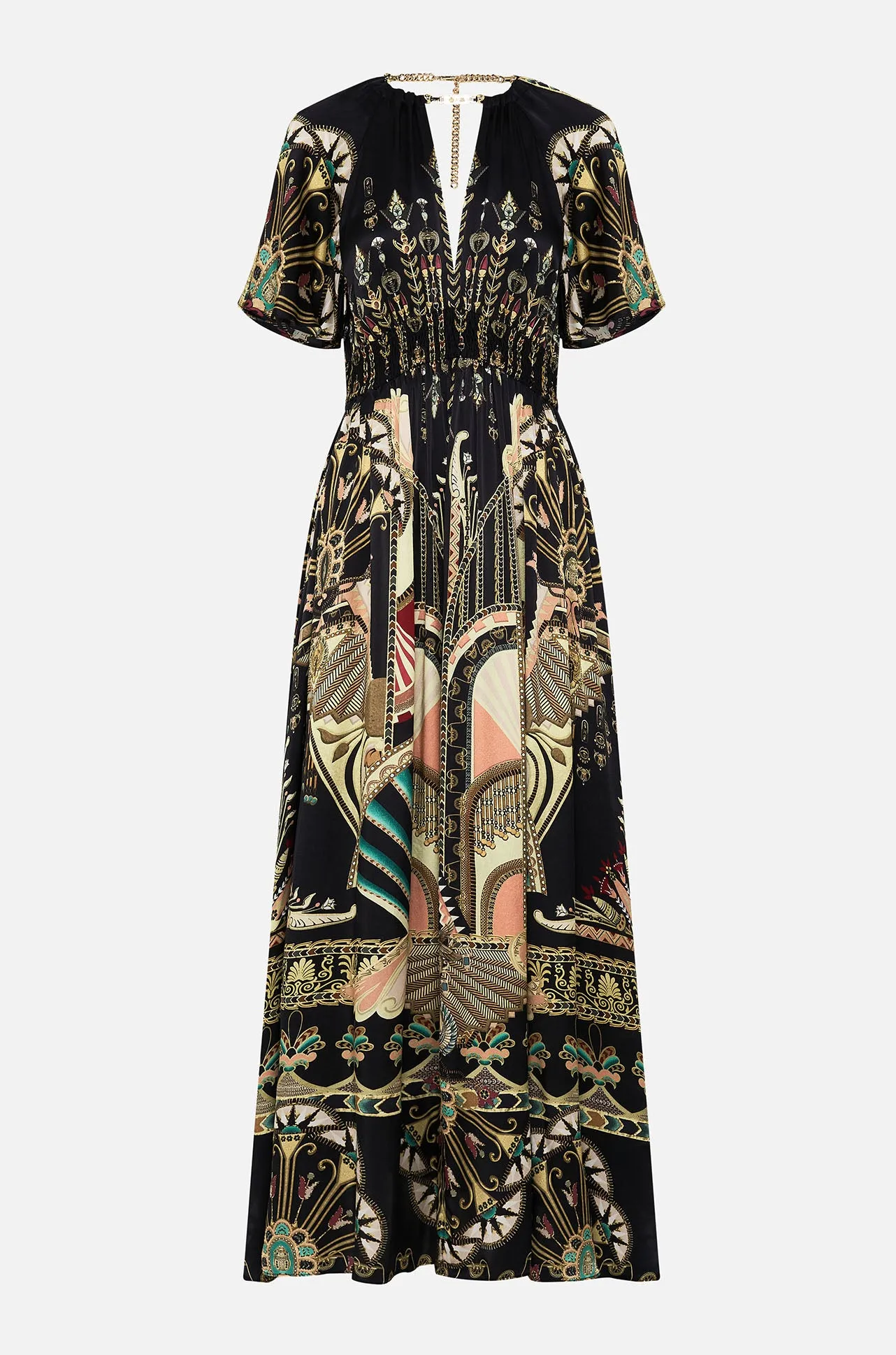 Camilla - They Call Her Nefertari Neck Piece Shirred Waist Long Dress