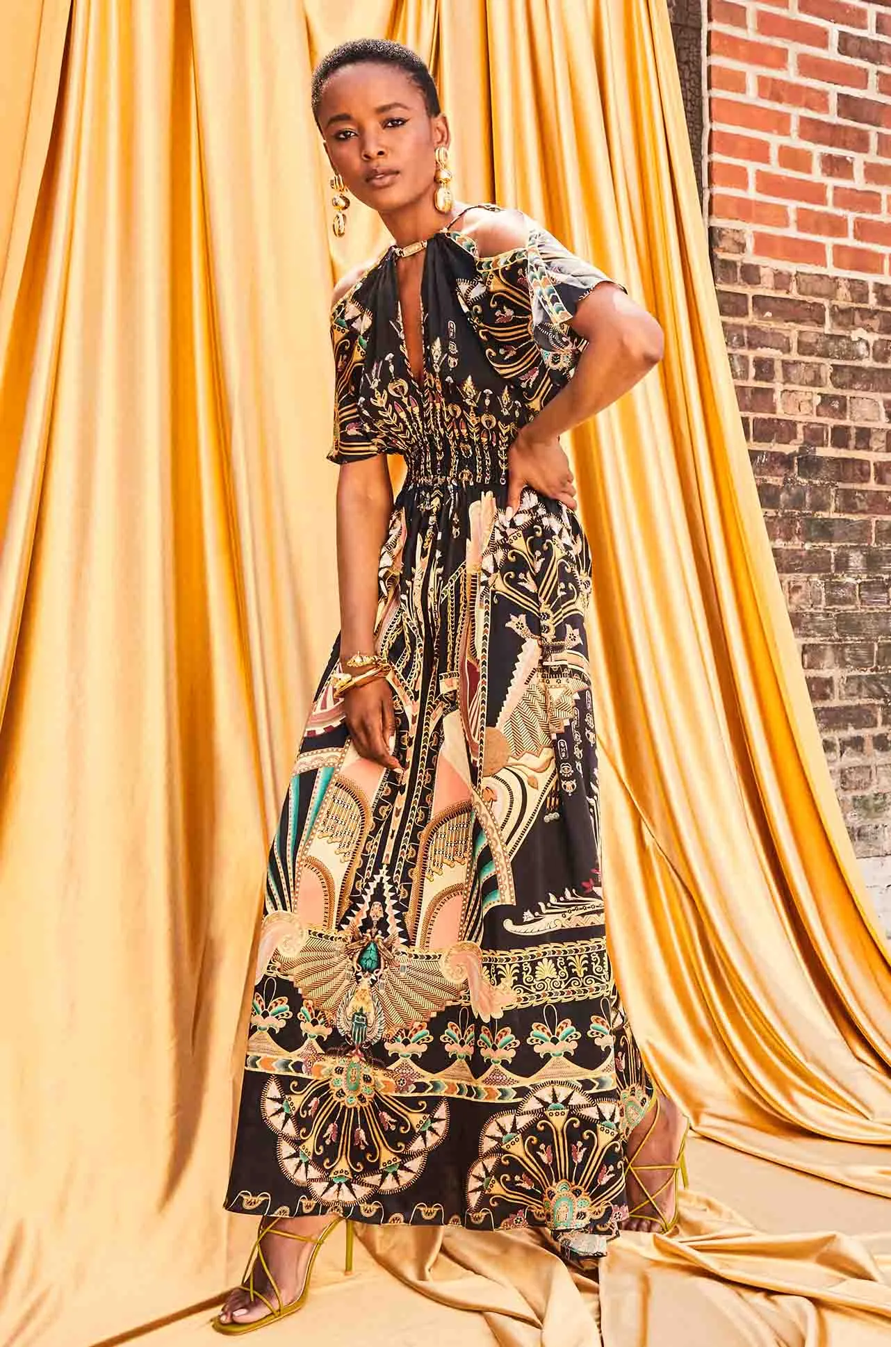 Camilla - They Call Her Nefertari Neck Piece Shirred Waist Long Dress