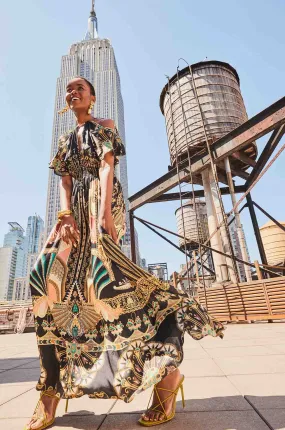 Camilla - They Call Her Nefertari Neck Piece Shirred Waist Long Dress