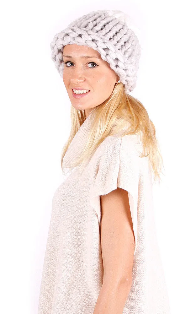 CAP105 Two Tone Grey Chunky Loopy Hat