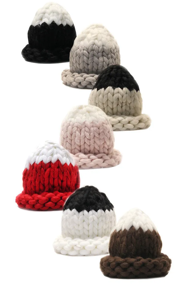 CAP105 Two Tone Grey Chunky Loopy Hat