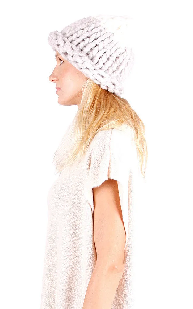 CAP105 Two Tone Grey Chunky Loopy Hat