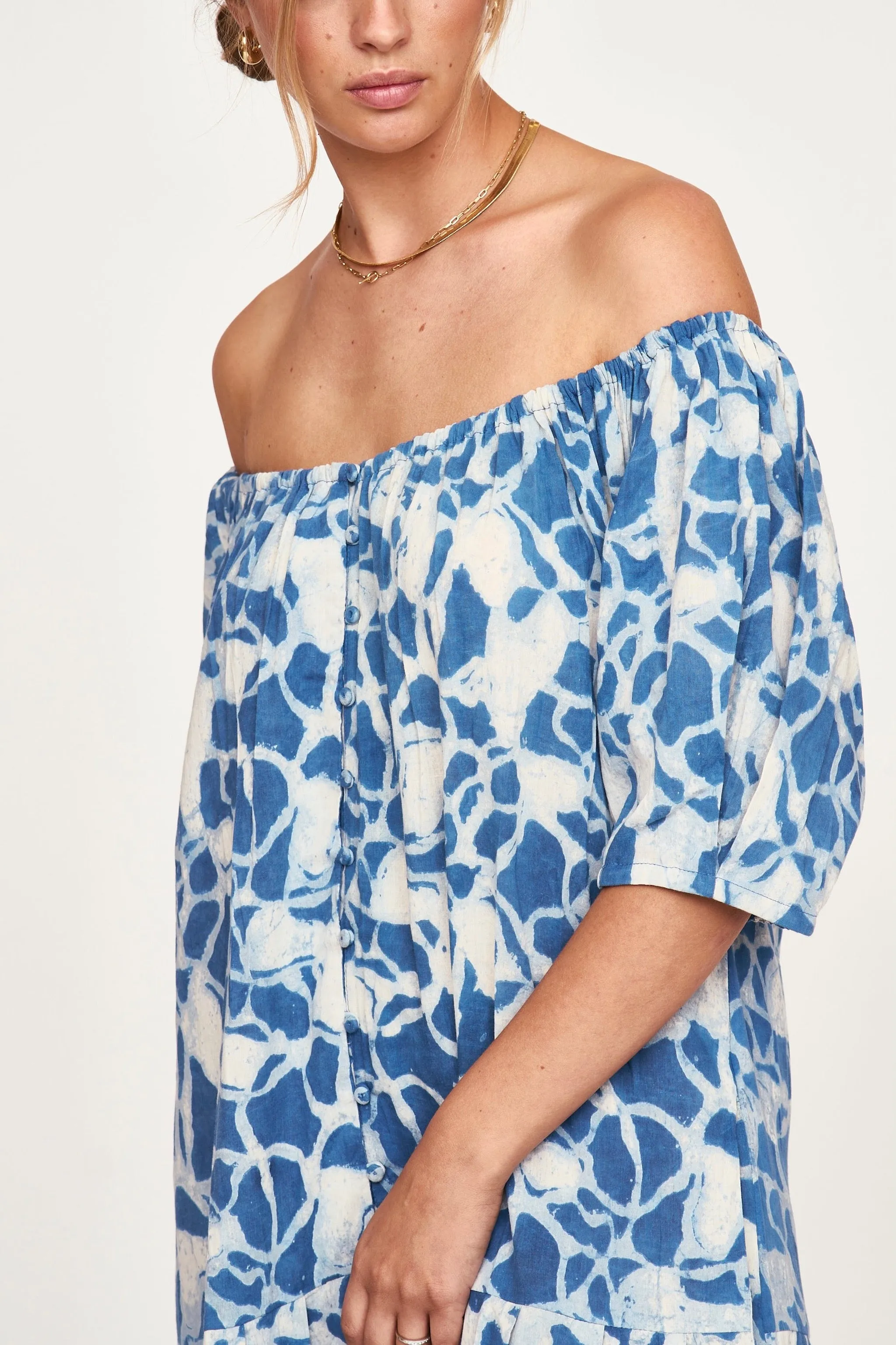 Capri Dress in Indigo Crackle