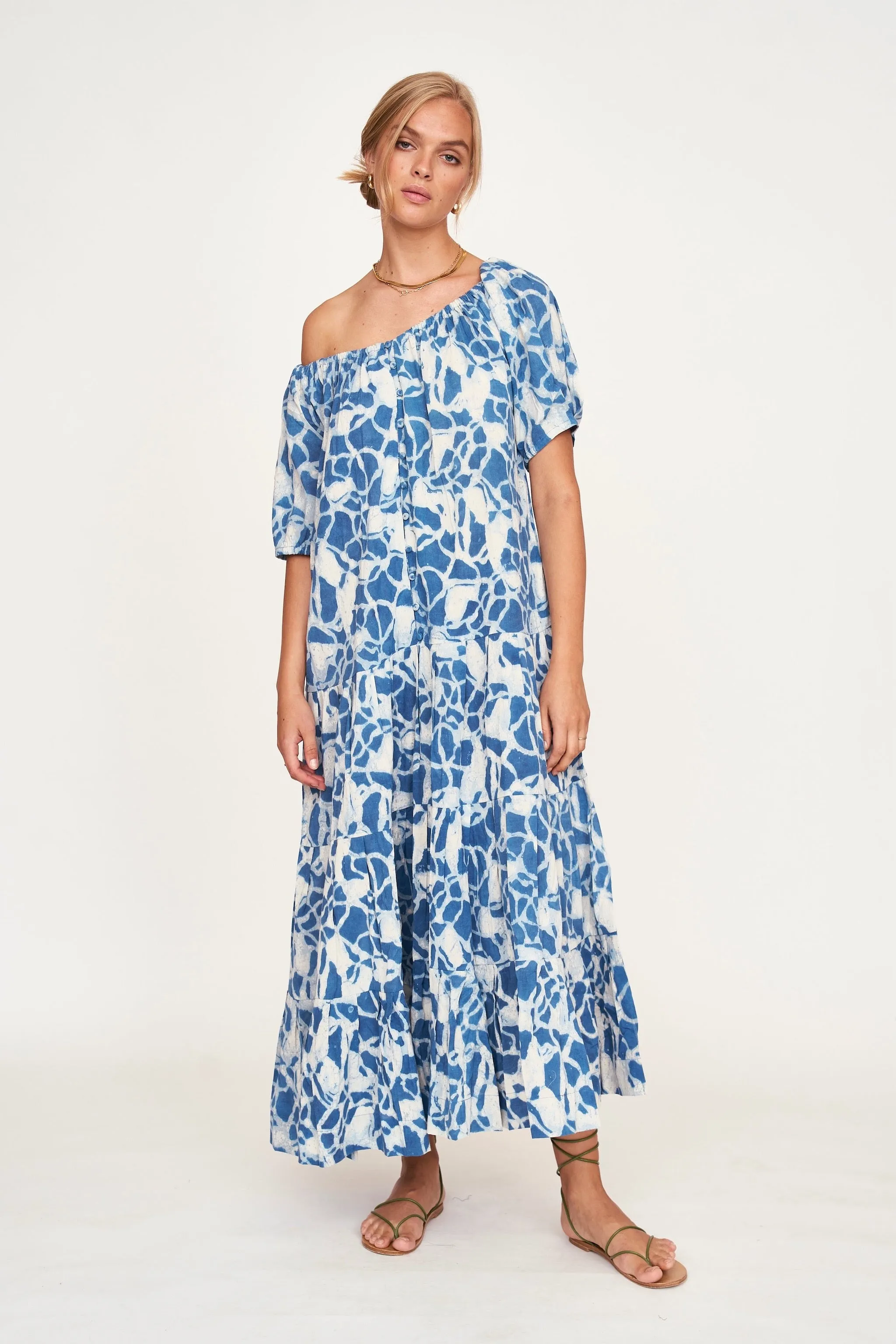Capri Dress in Indigo Crackle