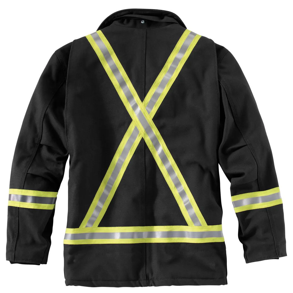 Carhartt Men's Black Flame-Resistant Striped Duck Traditional Coat