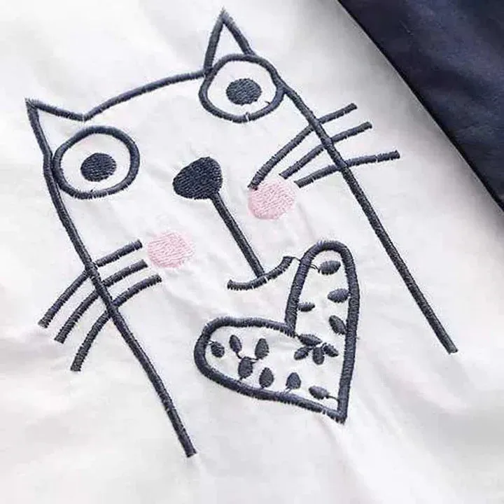 Cartoon Kitty Paws Letter Print Hoodie Jacket