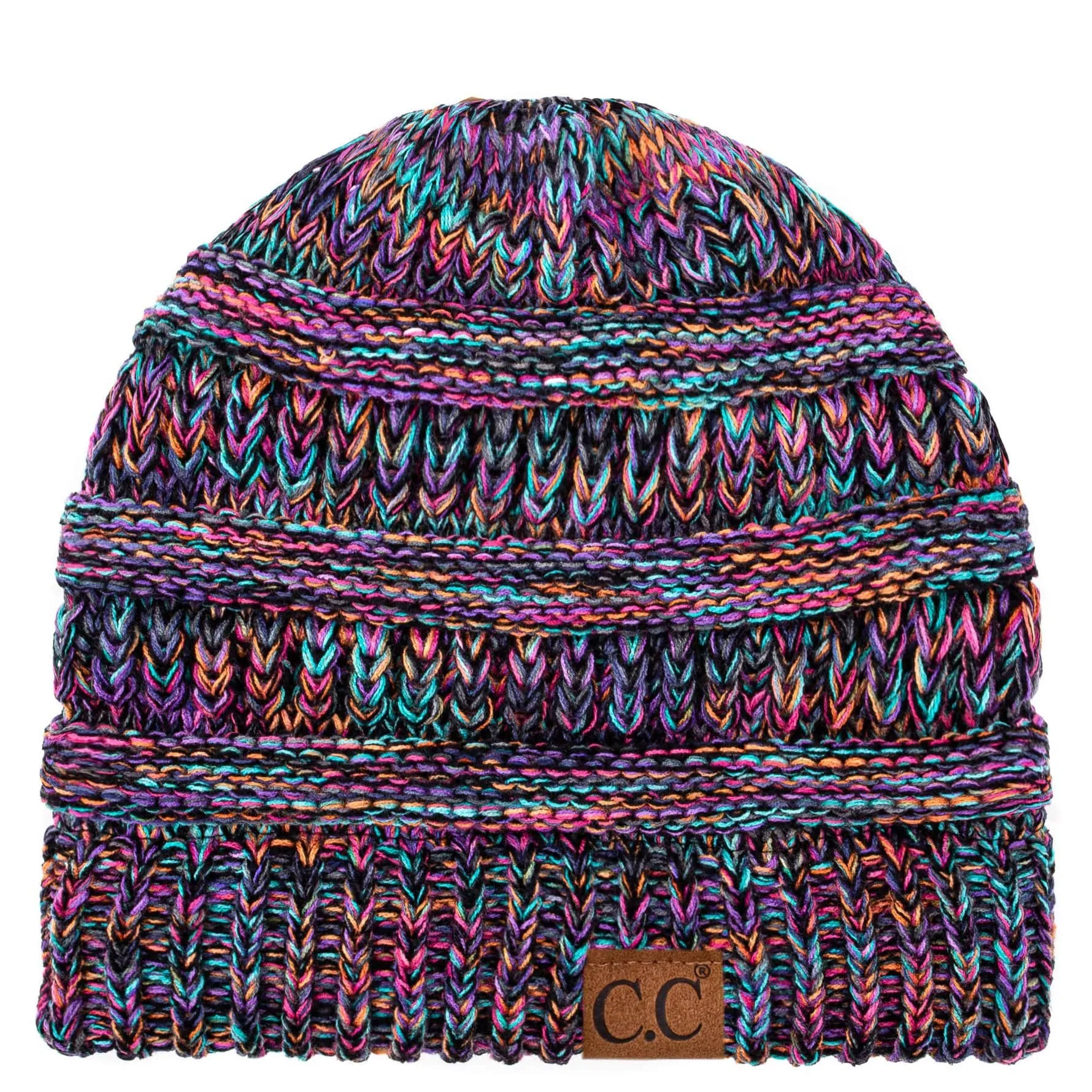 C.C YJ816 - Trendy Warm Chunky Soft Stretch Three-Toned Cable Knit Beanie Skully