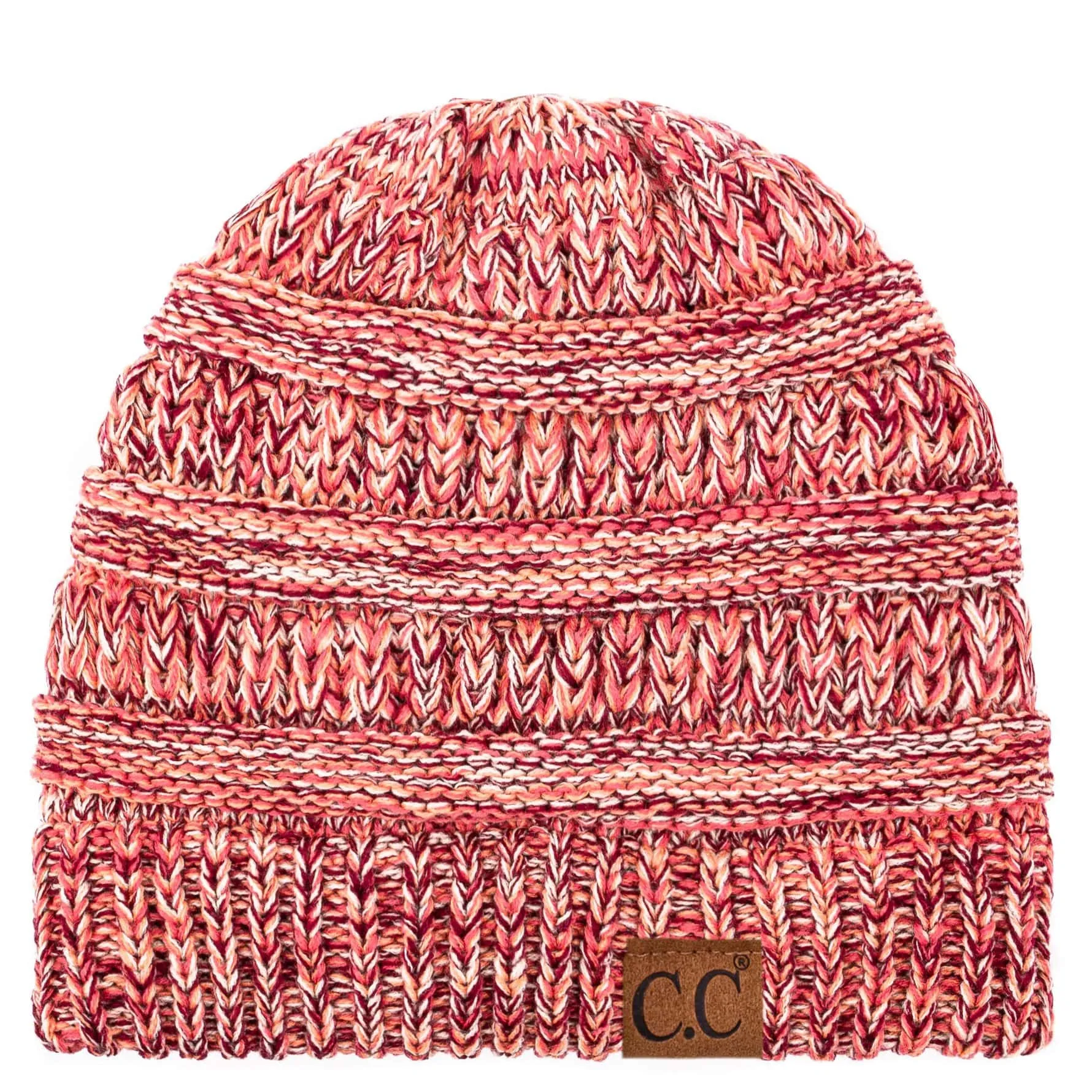 C.C YJ816 - Trendy Warm Chunky Soft Stretch Three-Toned Cable Knit Beanie Skully