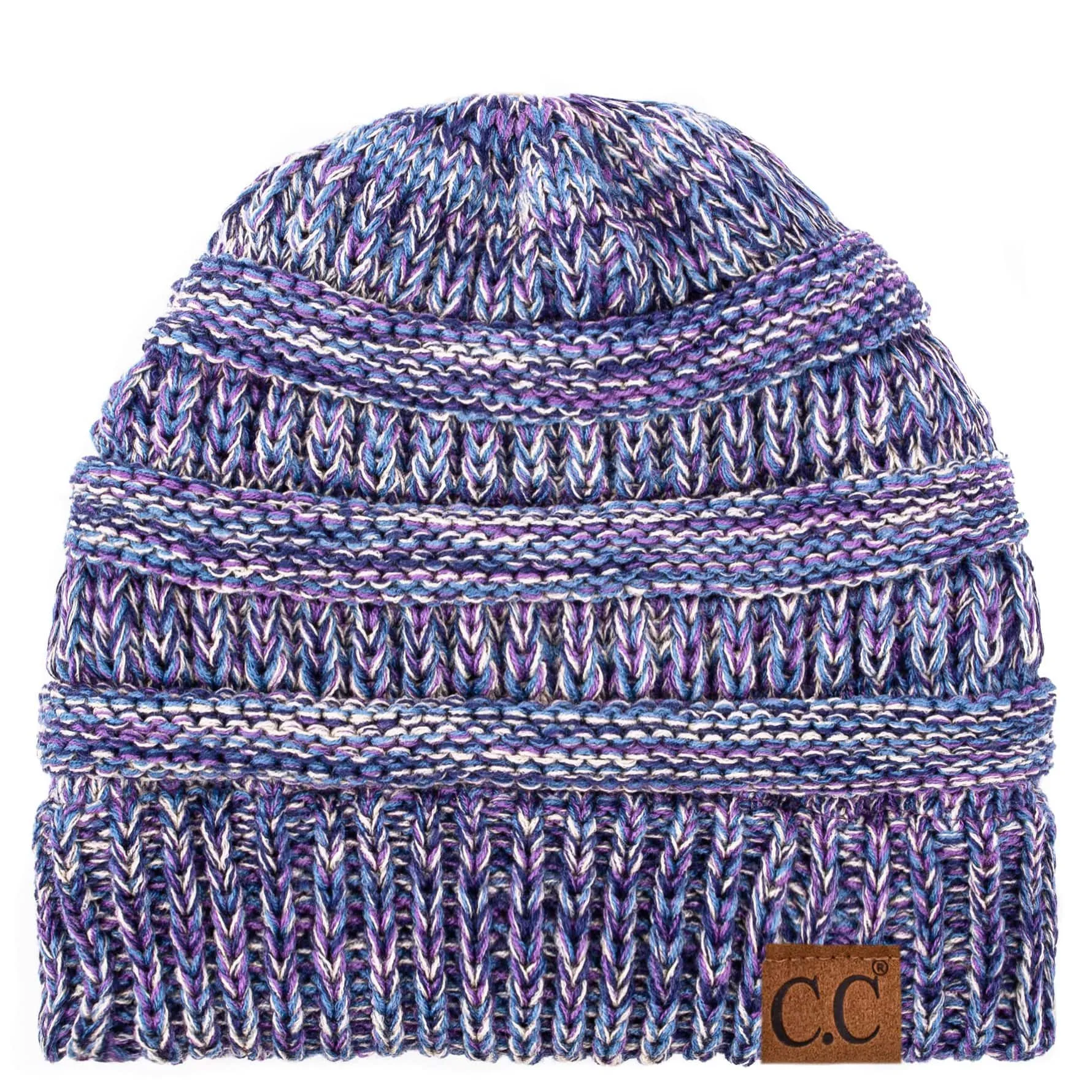 C.C YJ816 - Trendy Warm Chunky Soft Stretch Three-Toned Cable Knit Beanie Skully