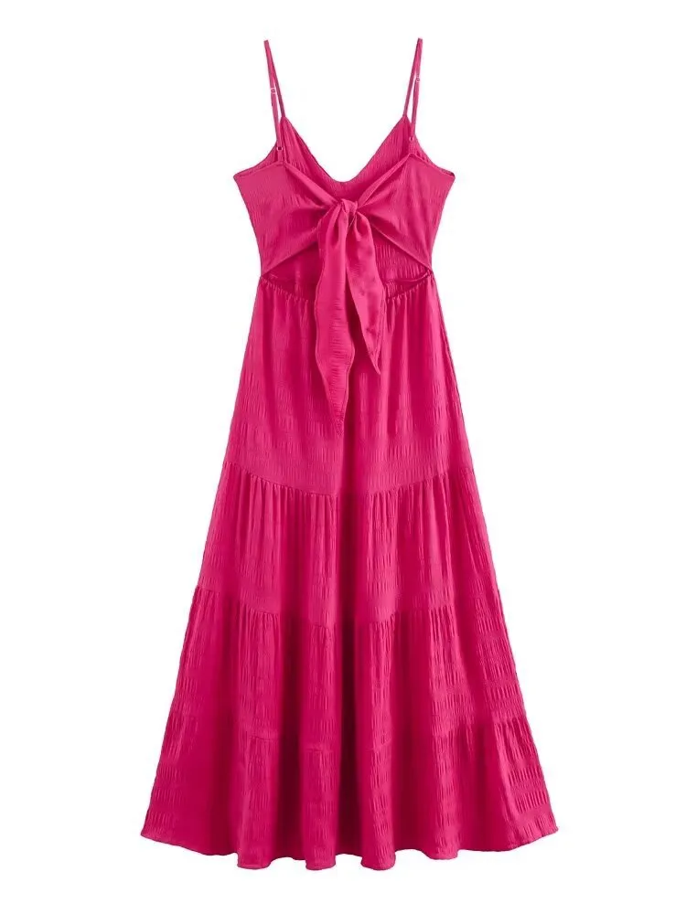 Charming Cerise Tiered Maxi Dress
