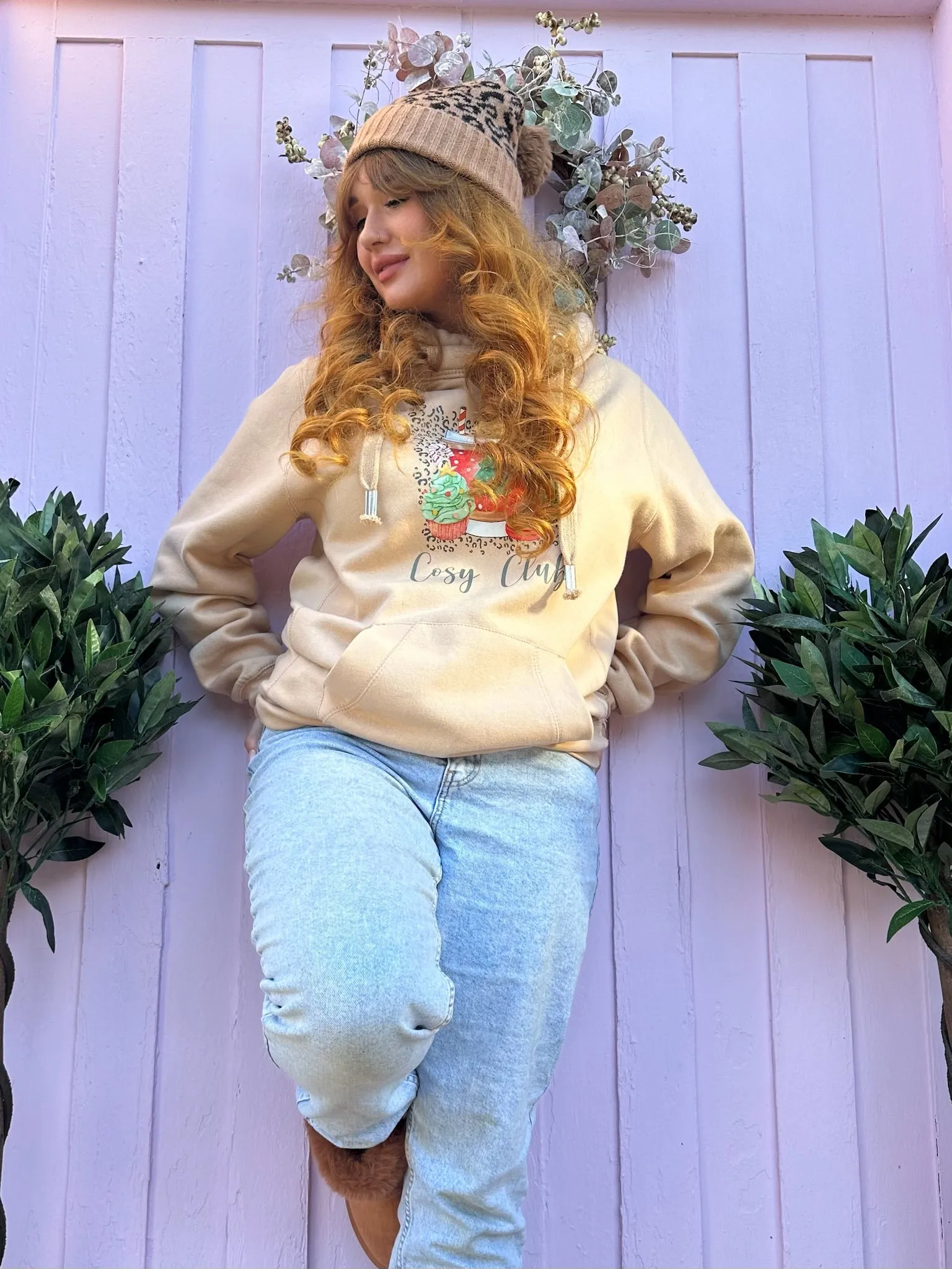 Christmas 'Cosy Club' Latte Luxe Hoodie - Caramel