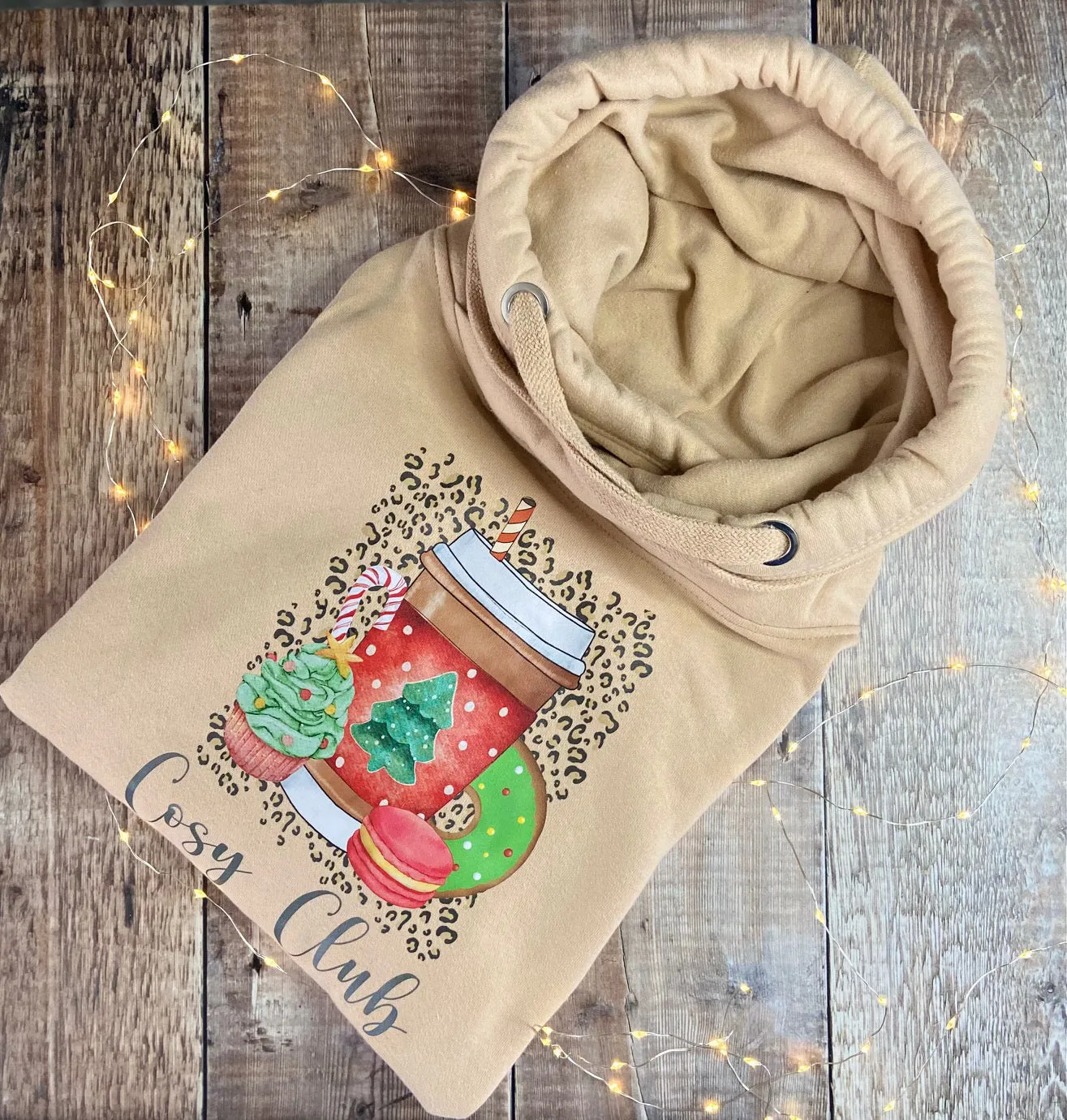 Christmas 'Cosy Club' Latte Luxe Hoodie - Caramel