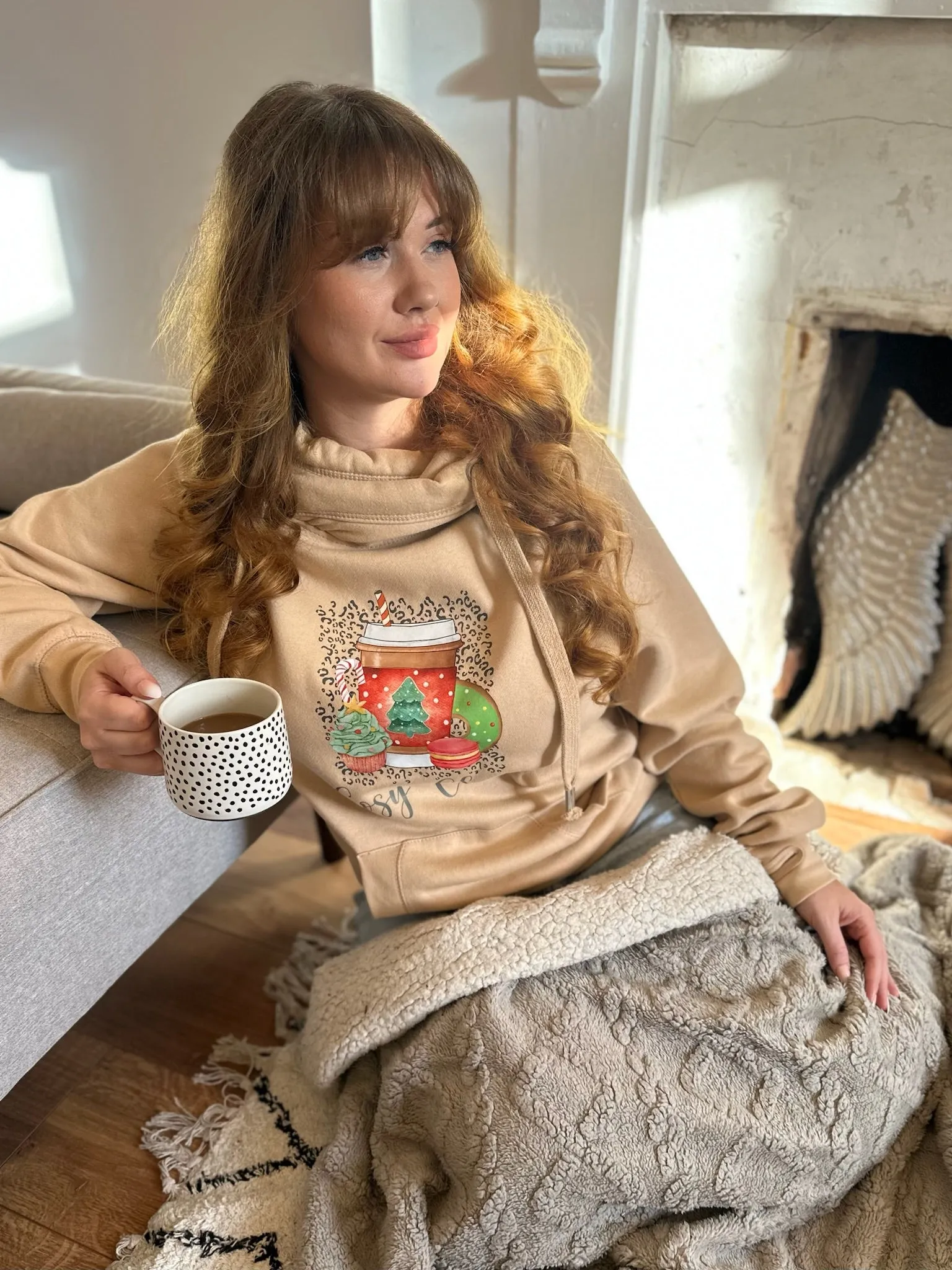 Christmas 'Cosy Club' Latte Luxe Hoodie - Caramel