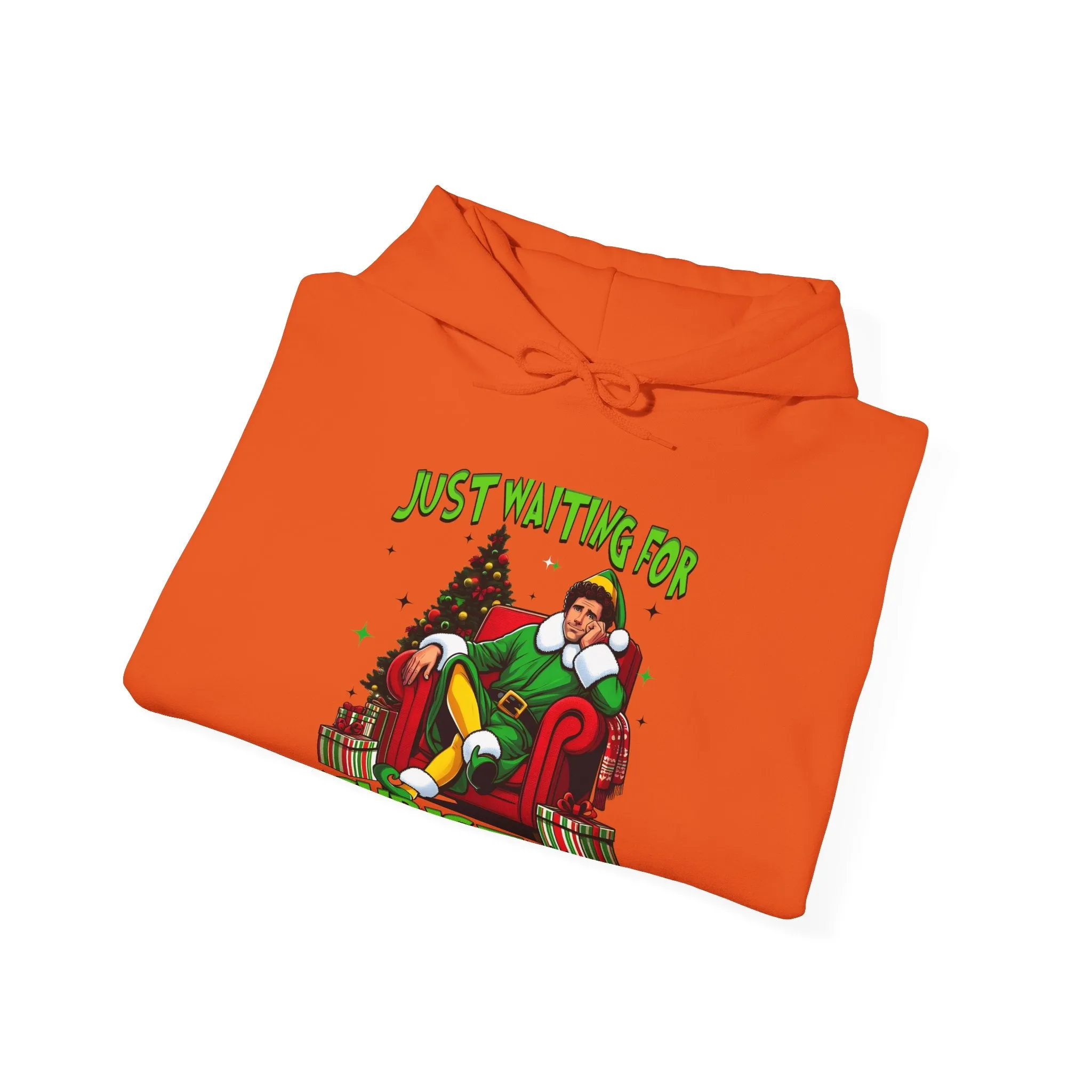 Christmas Vibes Unisex Heavy Blend™ Hooded Sweatshirt - Just Waiting for Christmas Design