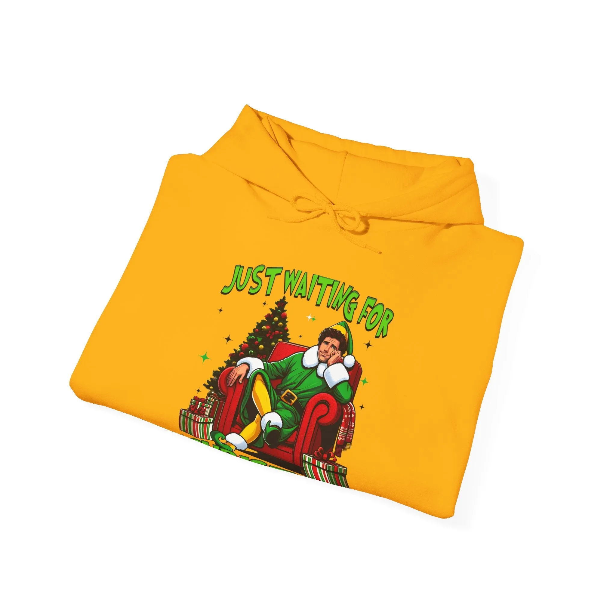 Christmas Vibes Unisex Heavy Blend™ Hooded Sweatshirt - Just Waiting for Christmas Design